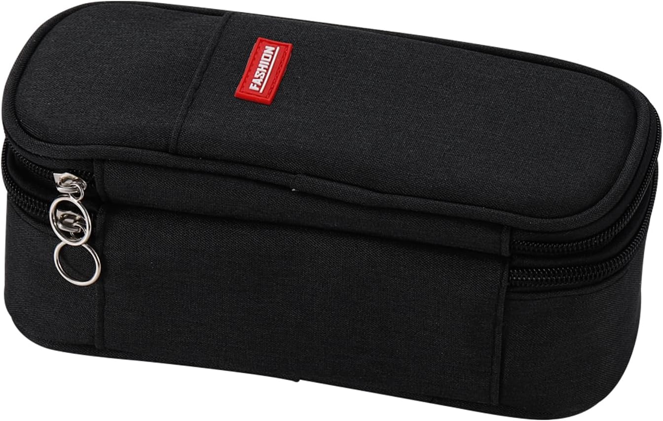 Big Pencil Case Large Capacity Pencil Bag with Zipper Pencil Pouch for Boys Girls Kids Adults Stationery Pencil Pen Case Organizer for School Office Black