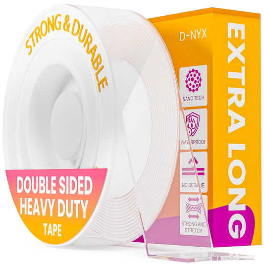 Heavy Duty Double Sided Tape - Extra Large Nano Double Sided Adhesive Tape 1.18 inch Wide Removable Wall Tape Sticky Poster Tape Decor Carpet Tape, Clear Mounting Tape Picture Hanging Strips 9.85ft
