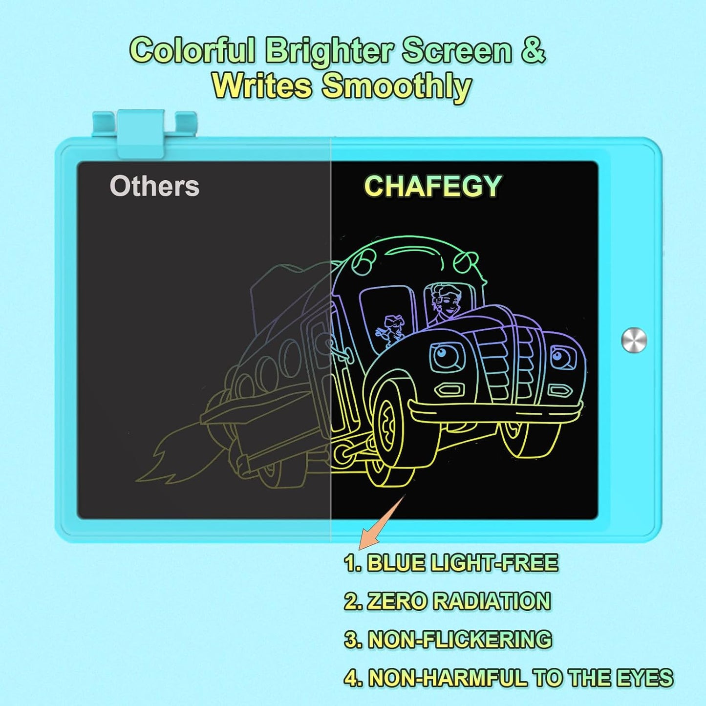 12.9 Inch LCD Writing Tablet for Kids, Colorful Toddler Doodle Board - Erasable Drawing Pad, Educational Learning Toy for Ages 3-8 - Valentine's Day Christmas Birthday Gifts (12.9 Inch, Blue)