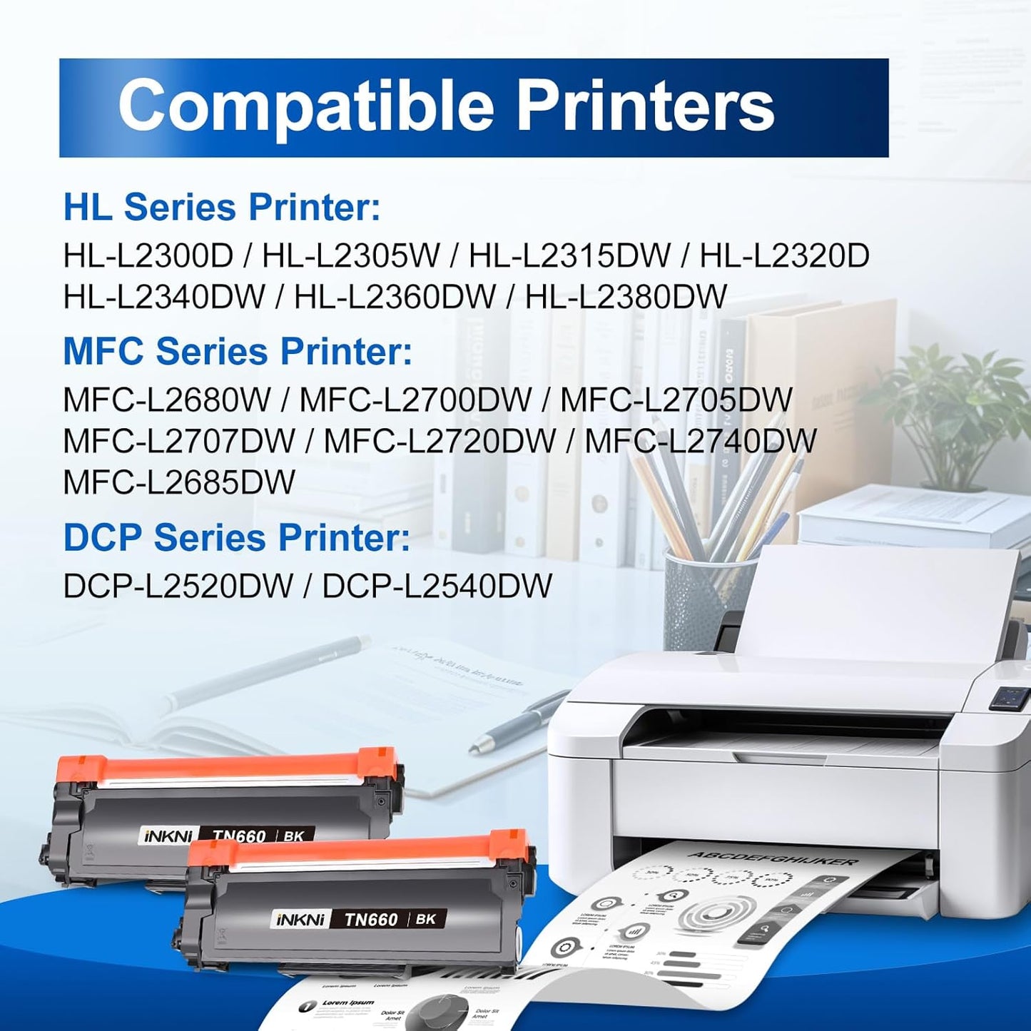 InkNI Compatible TN660 Toner Cartridge Replacement for Brother TN660 TN630 High Yield Compatible for Brother HL-L2300D DCP L2540DW HL L2320D HL L2360DW HL L2380DW MFC L2700DW Printer (Black, 2-Pack)