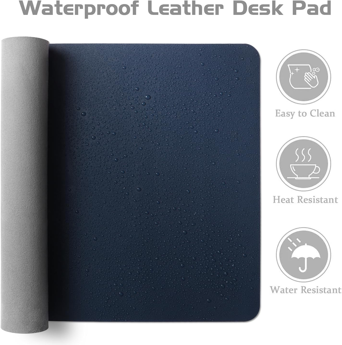 Aothia Leather Desk Pad Protector - Large Mouse Pad, Office Desk Mat, Non-Slip PU Leather Desk Blotter, Laptop Desk Pad, Waterproof Desk Writing Pad for Office and Home (Dark Blue, 38" x 13.7")