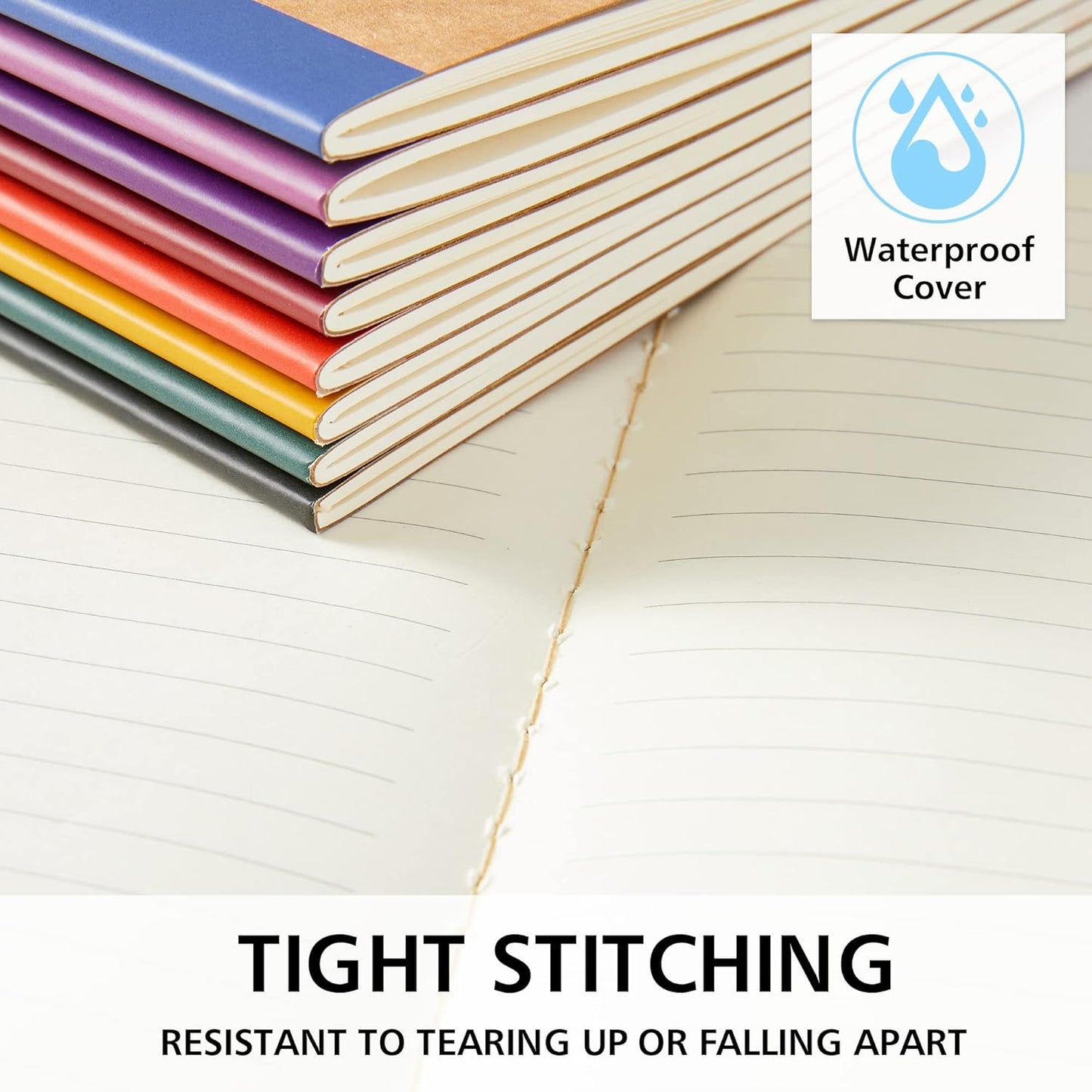 feela 16 Pack Composition Notebooks Bulk, Kraft Cover Lined Blank College Ruled Composition Travel Journals with Jewel Tone Spines For Women Students, 60 Pages, 8.3”x 5.5”, A5, 8 Vintage Colors