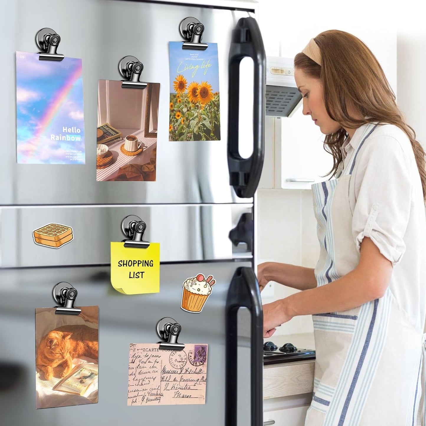 200 Pack Magnetic Clips Heavy Duty, Fridge Magnets Refrigerator Magnets, Magnet Clips for Whiteboard, Clip Magnets for List Display Paper Fasteners on Home, Office,Classroom (Black)