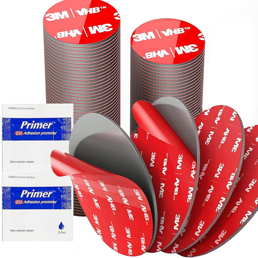 3M VHB Double Sided Mounting Gel Pads,40PCS 2'' Diameter, Waterproof, Heat-Resistant Sticky Heavy Duty Mounting Tape for Home Decoration, Car Use, Include 4 Replacement Sticky Pads (2in * 2in Circles)