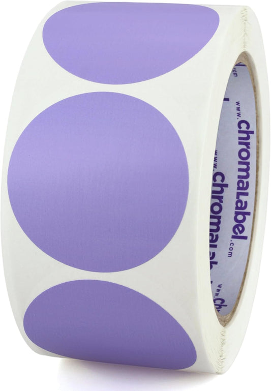 ChromaLabel 2 Inch Round Label Permanent Color Code Dot Stickers, 500 Labels per Roll, Lavender