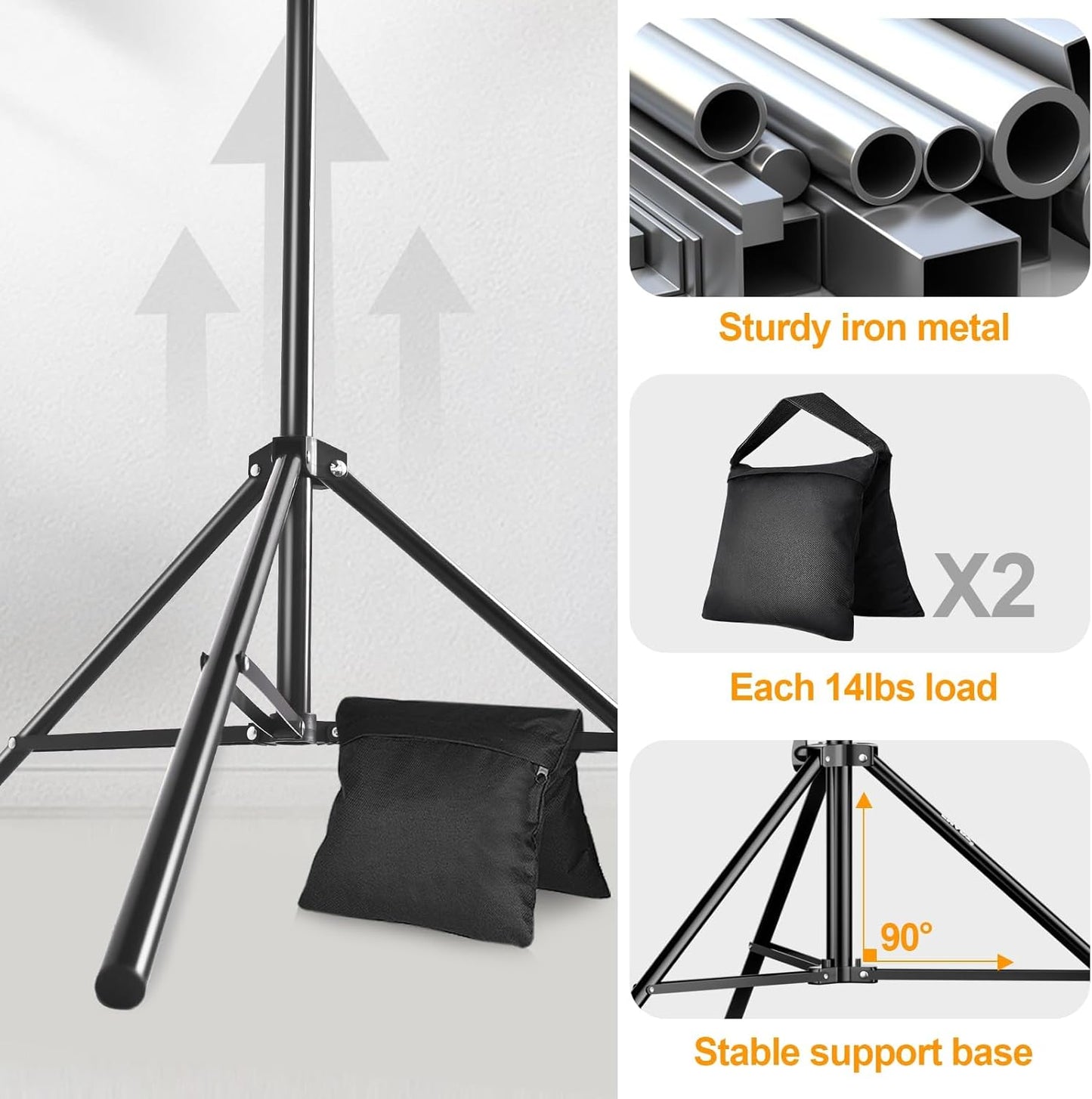 EMART Photo Backdrop Stand kit, 9 x 10 ft Back Drop Adjustable Frame for Photography, Photoshoot Banner Background Support Holder for Parties Dectoration