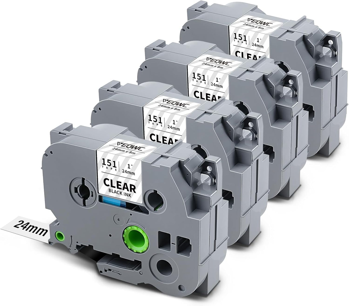 24mm 0.94 Laminated Clear TZe151 TZ Tape Conpatible for Brother TZe-151 P Touch Label TZe Tape 24mm 1 Inch Label Maker Tape for Brother PT-D610BT PT-D600 PT-P710BT PT-P700 PT- P910BT, 4-Pack