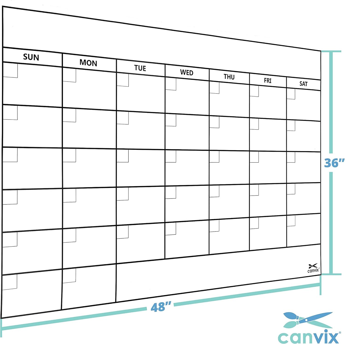 Dry Erase Whiteboard Wall Calendar Decal Sticker – 48 x 36 Inch Large Self-Adhesive, Removable, Residue Free Contact Paper for Kids, Home, and Office – Marker & Eraser Included