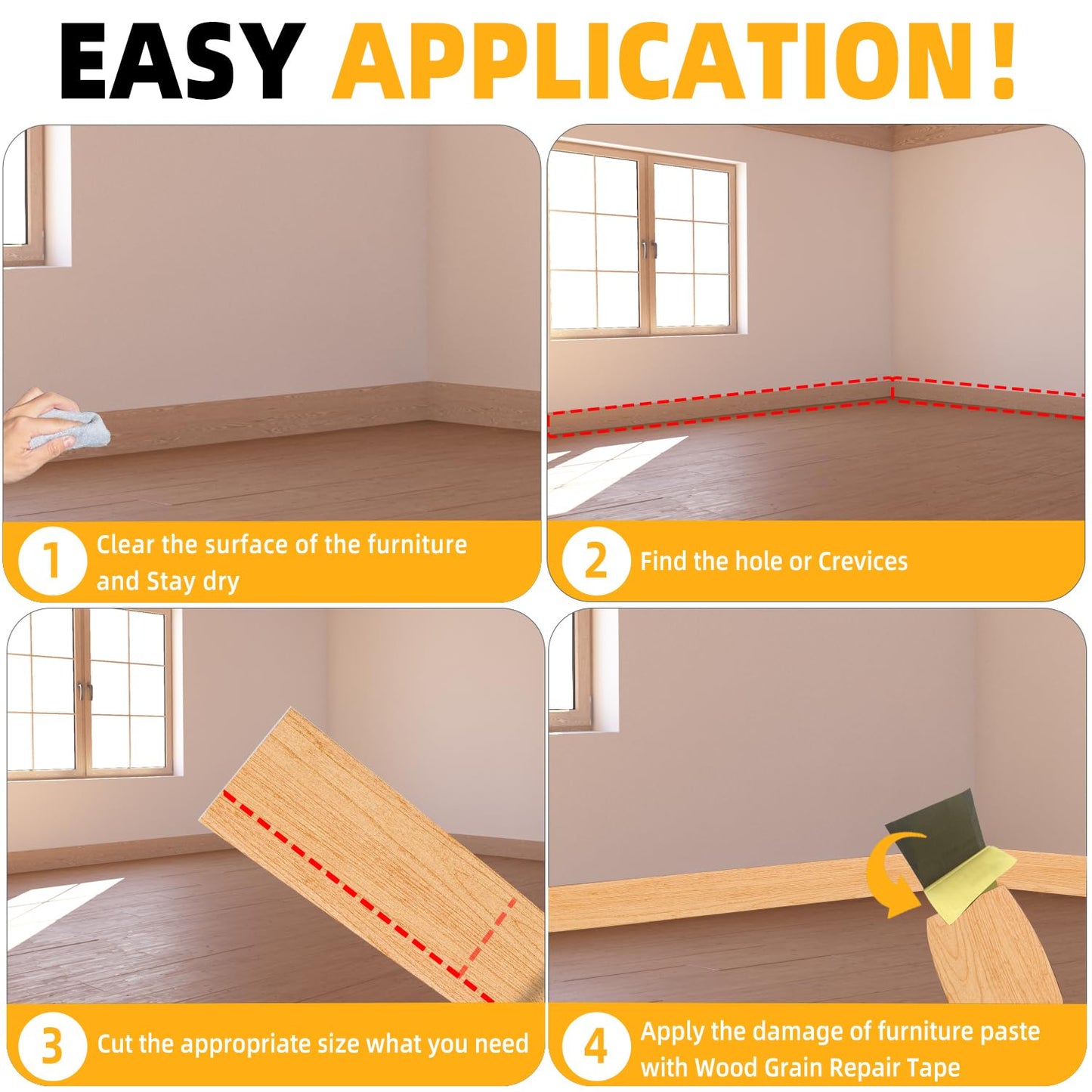 GSCIT Club Wood Grain Repair Tape, 2.3 inch X 15ft Self Adhesive Maple Grain Repair Patch for Tables, Chairs, Baseboards, Doors, Windows, Floors, Handicraft DIY.