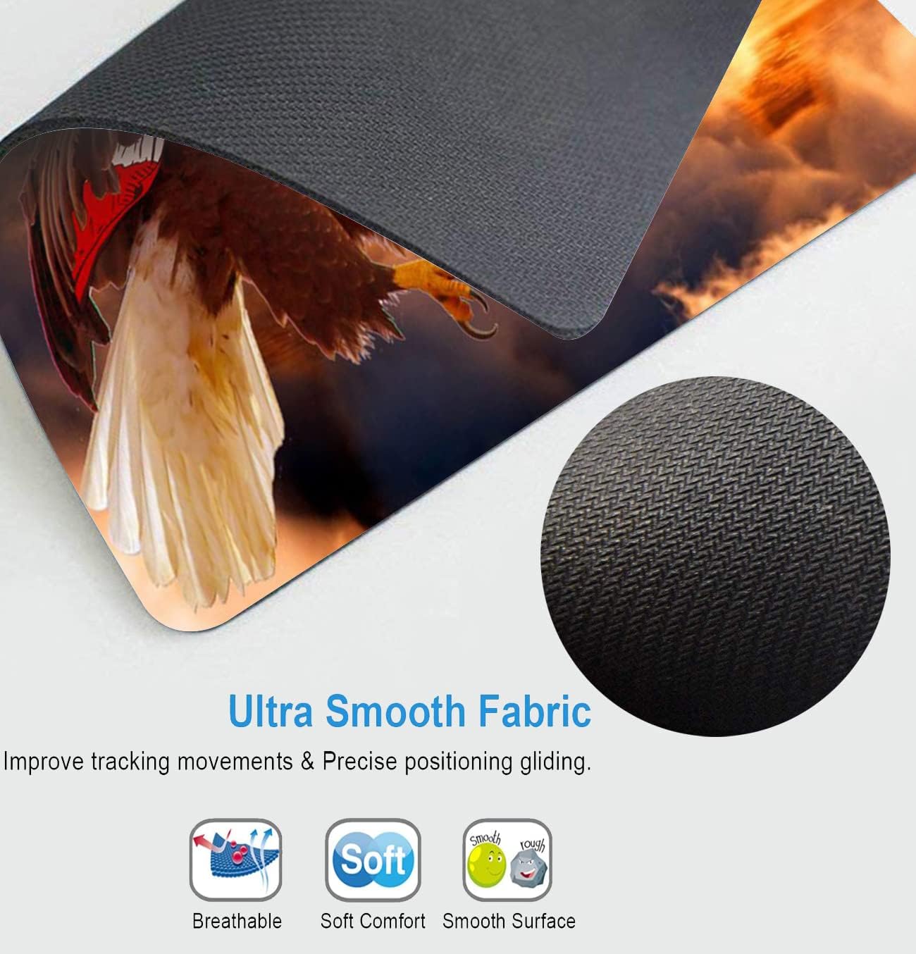 Customized Square Gaming Office Computer Mouse Pad, American Flag Eagle Anti Slip Rubber Desktop Mouse Pad