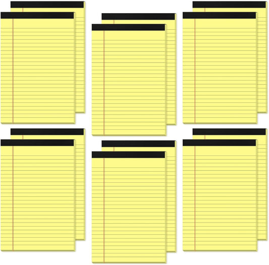 12 Pack Small Yellow Legal Pads 5x8 Note Pads 5x8 College Ruled Yellow Notepads 5x8 Narrow Ruled Yellow Paper Pads 25 Lines 80 GSM Small Paper Tablets 5x8" Lined Notepad With 30 Sheets Per Legal Pad
