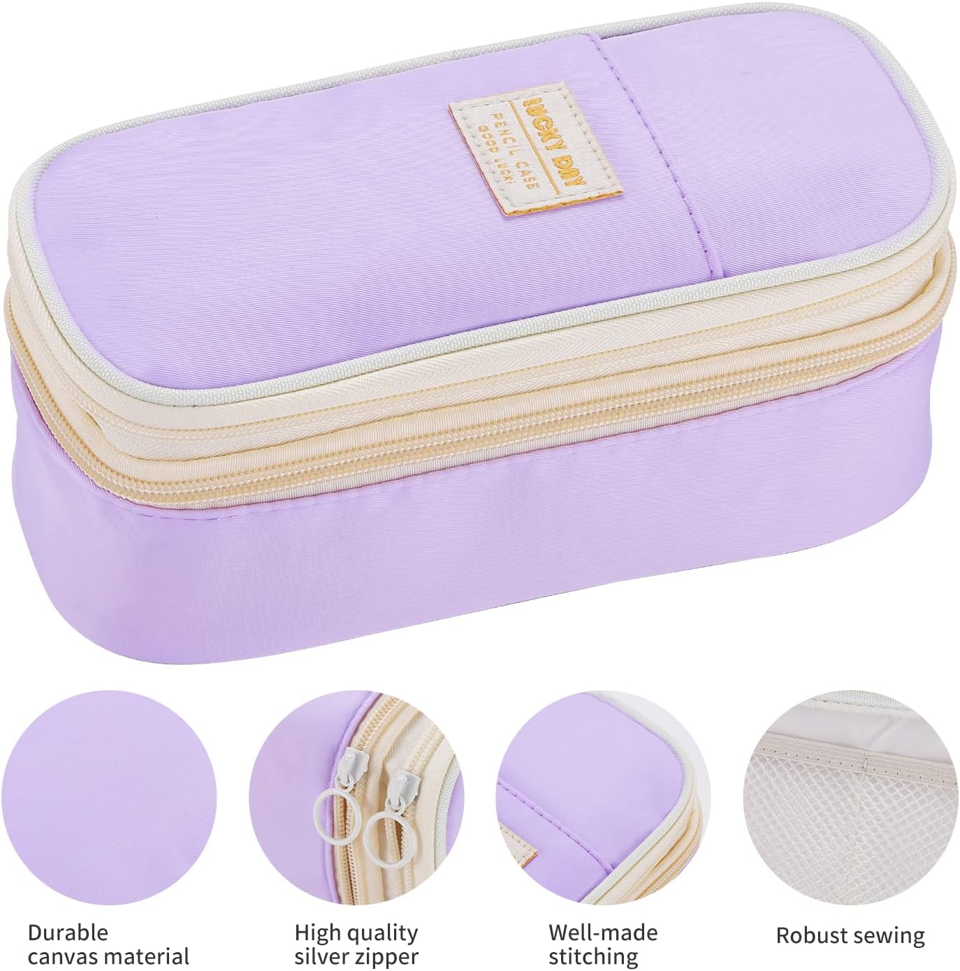 Dugio Big Pencil Case for Girls Organizer Pencil Bag with Zipper Pencil Pouch for School Teens Kids Aesthetic Large Pencil Pouch Purple
