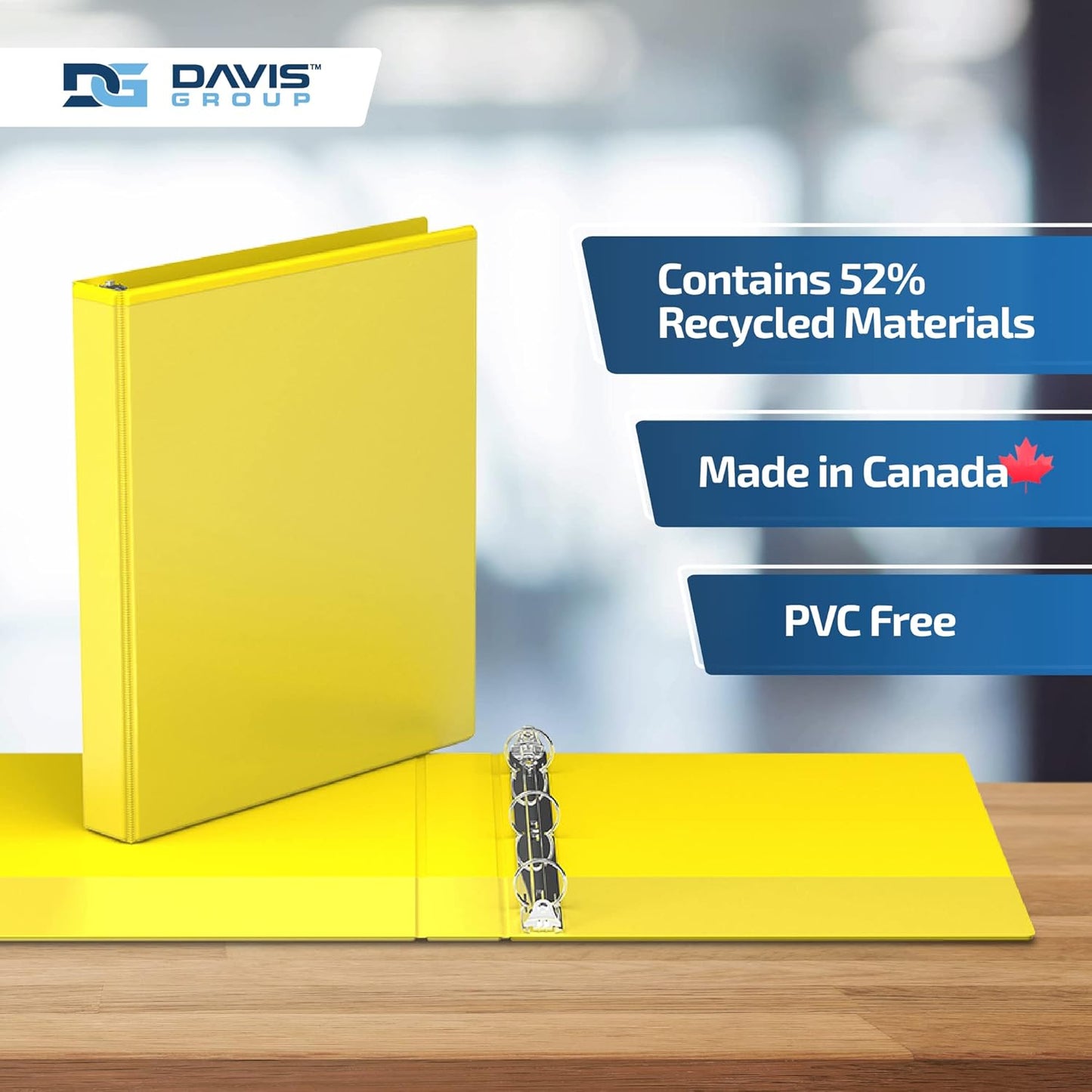 Easyview Premium 3-Ring Binders with Clear-View Covers and Round Rings, Binders for School or Office, 1 Inch, Pack of 6, Yellow