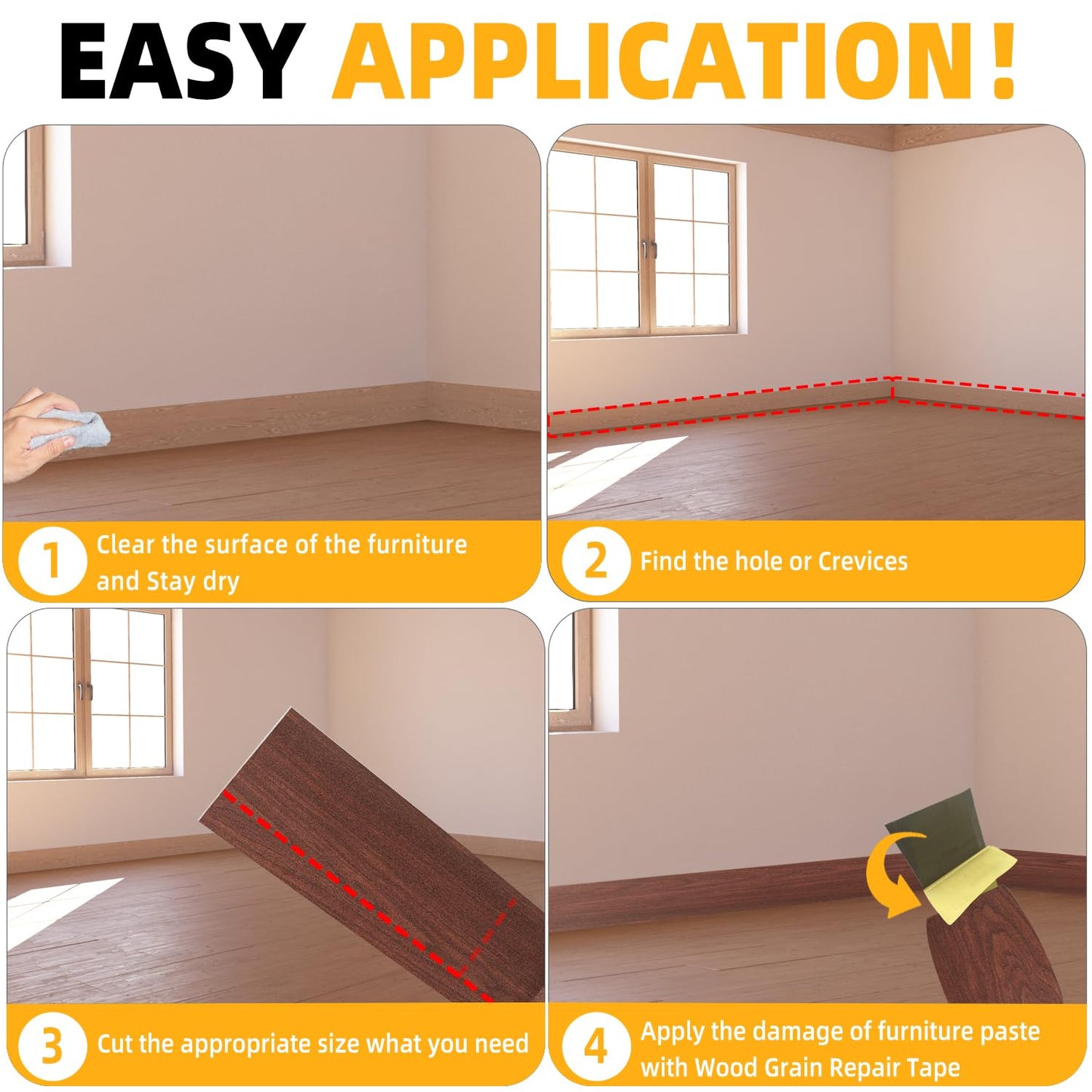 GSCIT Club Cherry Wallpaper, 2.4 inch X 25ft Self Adhesive Wood Grain Repair Tape Cherry Repair Patch for Tables, Chairs, Baseboards, Doors, Windows, Floors, Handicraft DIY.