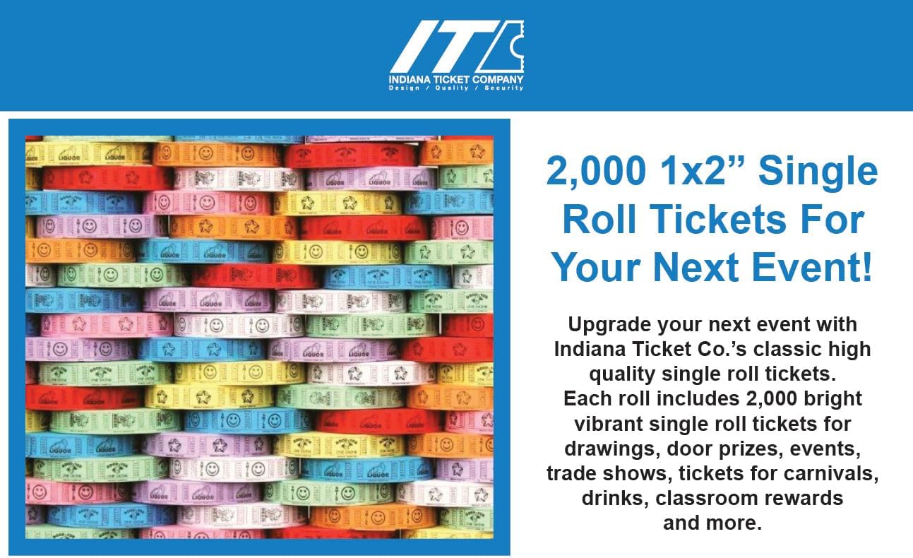 INDIANA TICKET CO. 2,000 Blue Star Tickets, Single Roll – 4 Color Selection – Classroom Rewards, Events, Fundraisers, Door Entry, Raffles, Prizes, Drink/Food Tickets, Party Supplies & More.