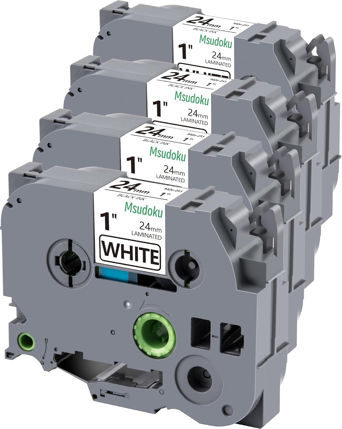 Compatible for Brother P Touch Label Tape 1 Inch TZe TZ Tape 24mm 0.94 Laminated White TZc251 TZe251 TZe-251 for PTouch PT-D600 PT-P710BT PT-P700 Label Maker, 1" X 26.2', 4-Pack