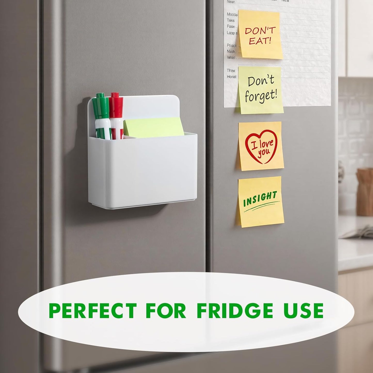 2 Pcs Magnetic Dry Erase Marker Holder for Whiteboard, Plastic Magnetic Pen Holder for Refrigerator Fridge, Magnet Pencil Cup for School Classroom, Locker Accessories, Pen Cup Organizer-White