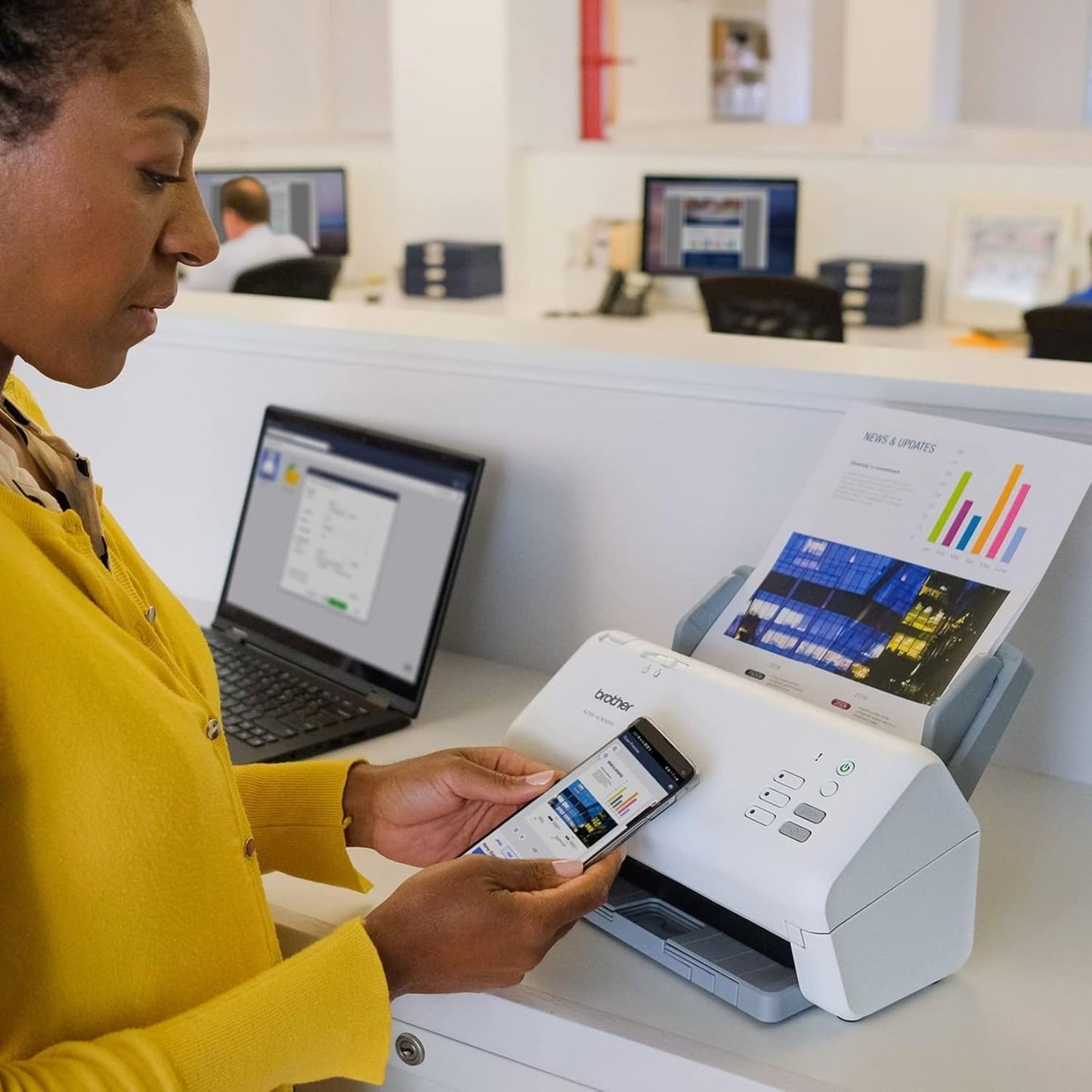 Brother ADS-4300N Professional Desktop Scanner with Fast Scan Speeds, Duplex, and Networking,White