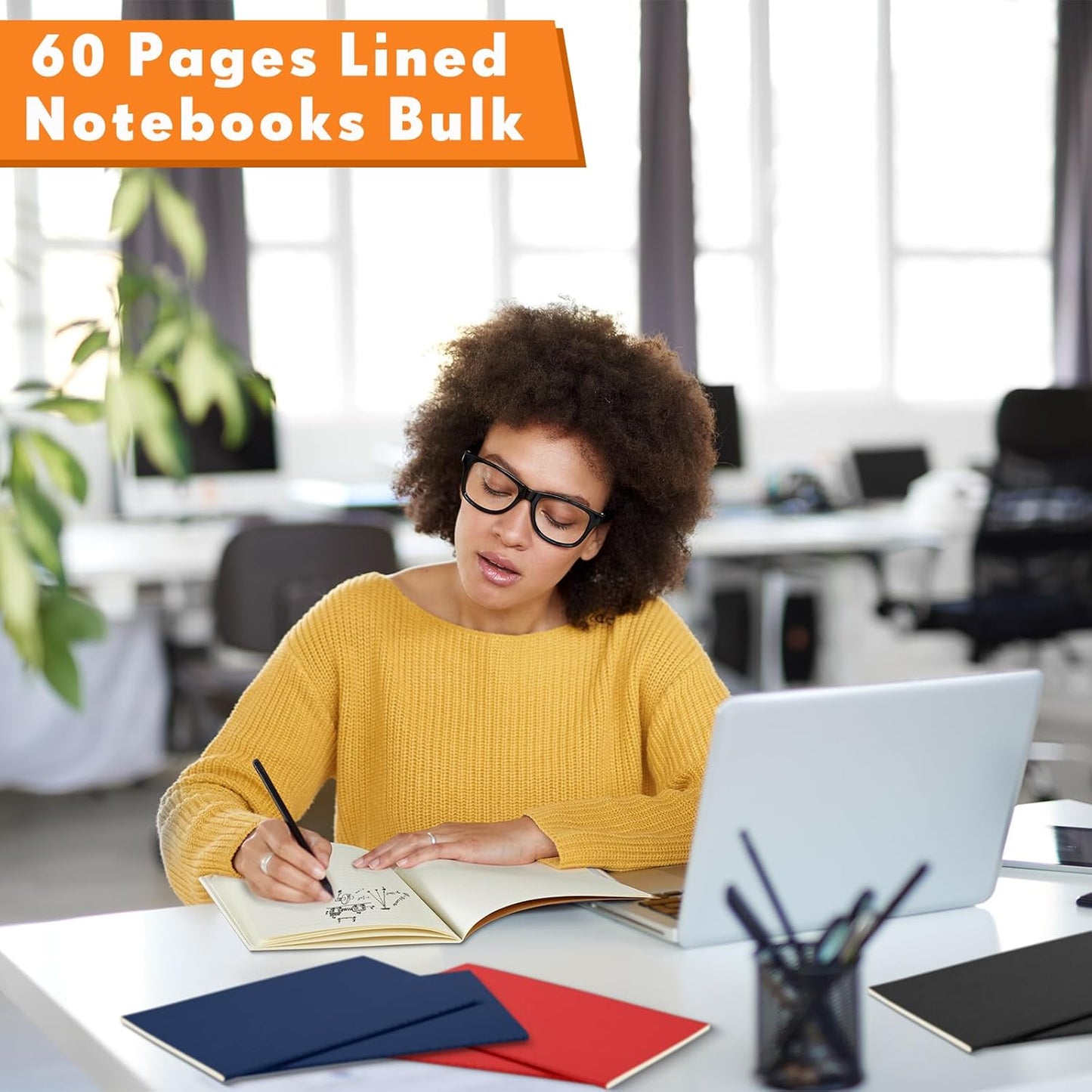 100 Pcs Kraft Notebook Journals 5.5 Inch x 8.3 Inch A5 Softcover Notebooks Bulk for Writing Sketch Office Notepad with 60 Pages 30 Sheets(Black, Brown, Red, Navy,Lined)