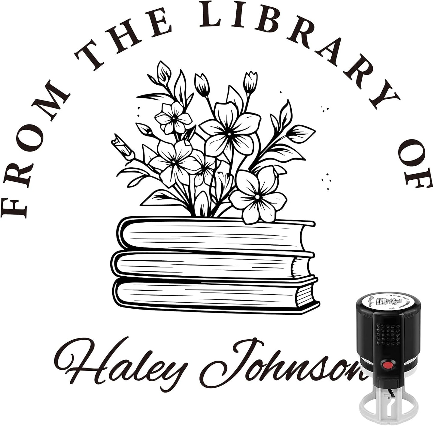 Custom Self-Inking Stamps | Personalized Book Stamp Gift for Book Lovers | 5 Ink Colors (Style07)