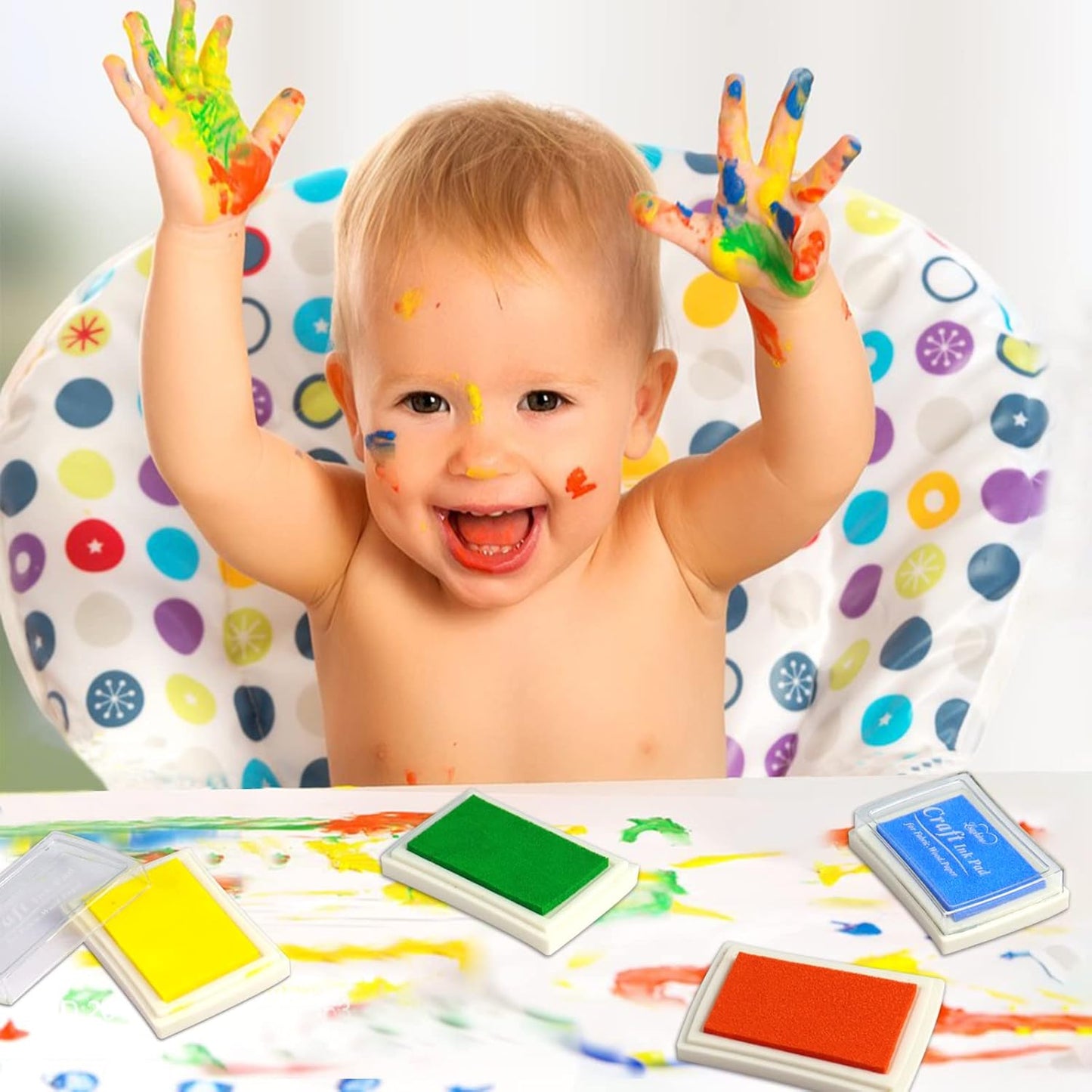 Craft Ink Pad for Rubber Stamps, Paper, Wooden, Fabric, Scrapbooking, Non-Toxic Finger Ink Pads for Kids (Emerald Green)