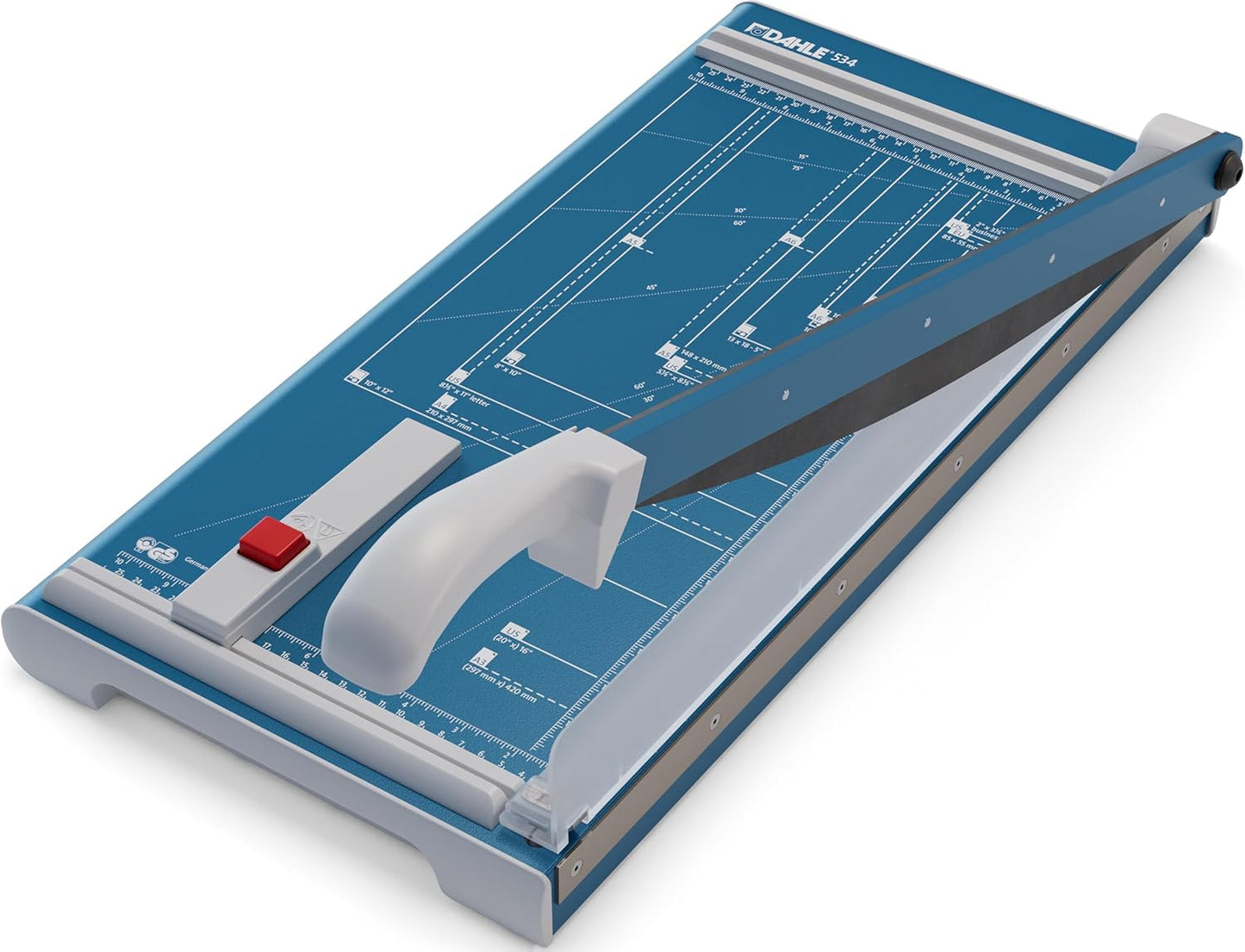 Dahle 534 Professional Guillotine Trimmer, 18" Cut Length, 15 Sheet Capacity, Self-Sharpening, Manual Clamp, German Engineered Paper Cutter