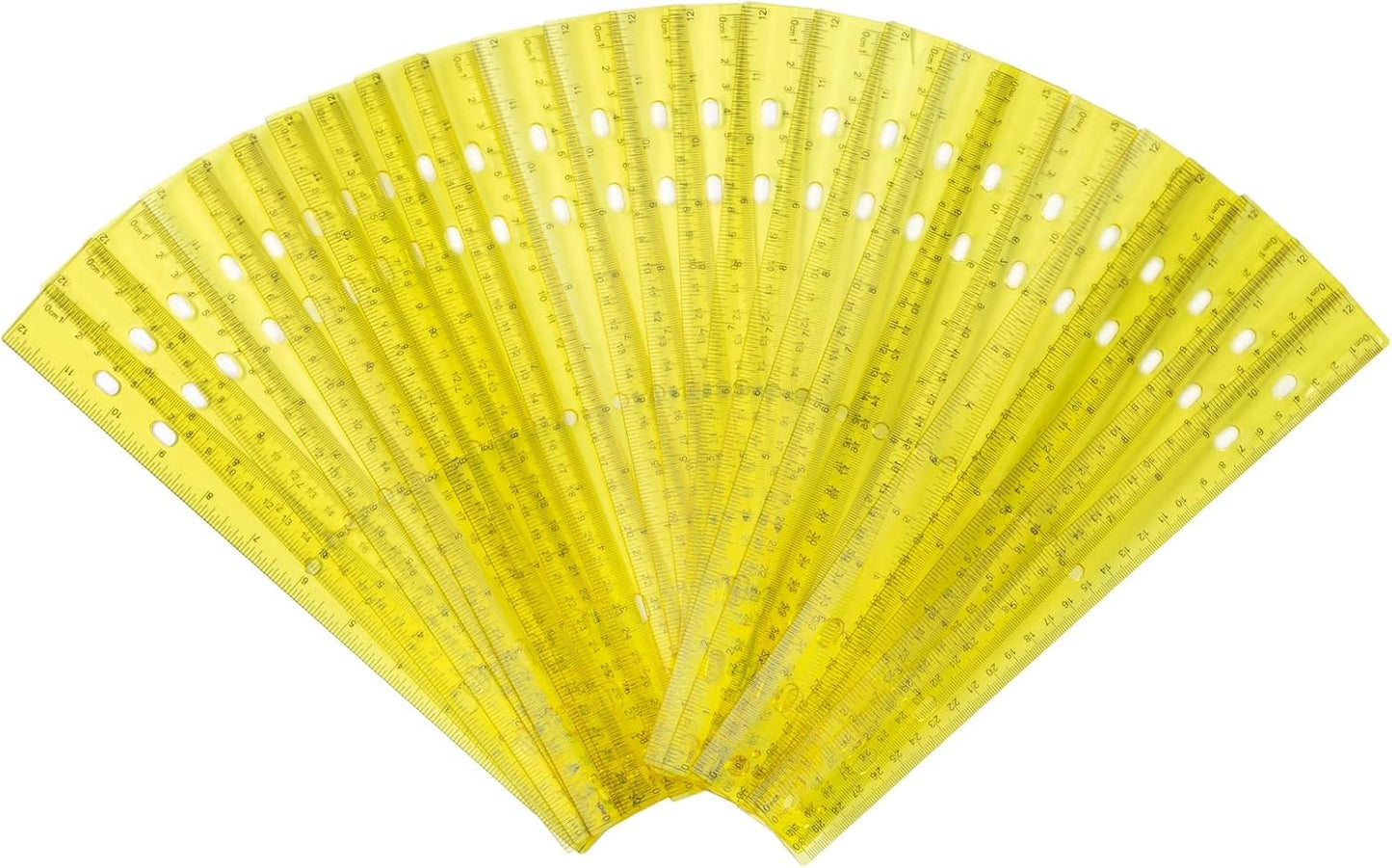 28 Pack Plastic Ruler 12 Inch Transparent Rulers - Metric Bulk for Kids School Office Classroom, Yellow