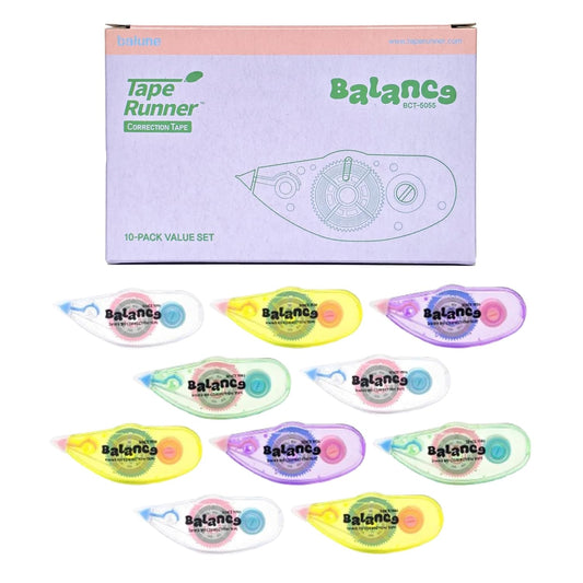 Balance Correction Tape – Instant Dry White Out Tape for Smooth, Precise Corrections | Korea’s #1 Manufacturer | Office & School Supplies | 5mm x 5m (0.19 in x 5.47 yds) | 10 Pack