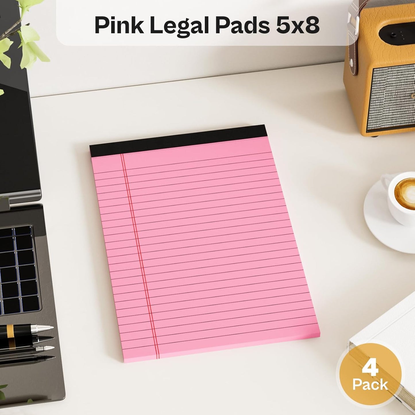 360 Sheets Pink Note Pads 5" x 8" Pack of 12 Small Legal Pads College Ruled Lined Paper with Micro-Perforated Writing Notebook 30 Sheets per Pad Small Notepad for School, Office & Home Supplies