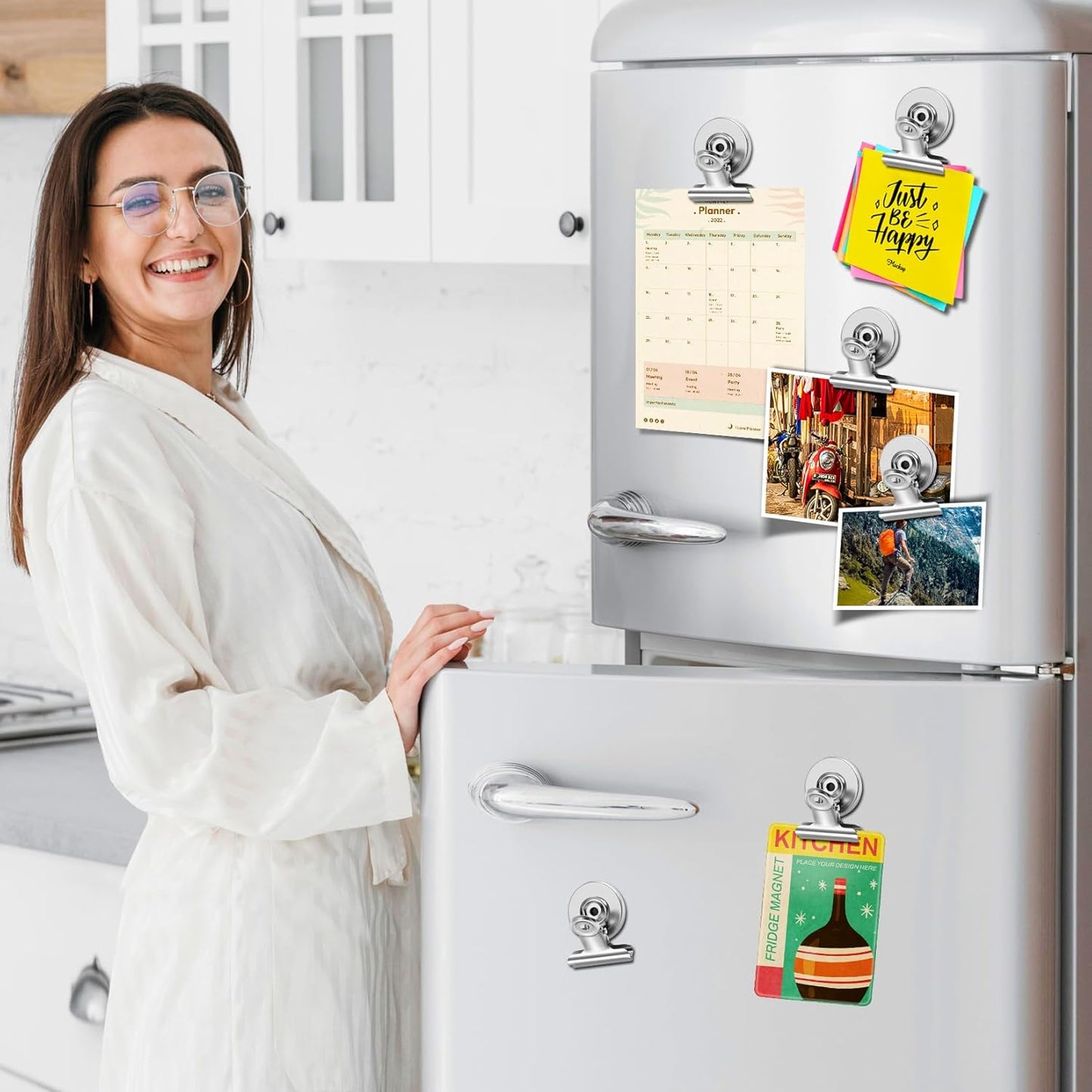 60 Pack Fridge Refrigerator Magnets, Heavy Duty Magnetic Clips, Whiteboard Magnet Clips, Refrigerator Magnets Clip, Non-Scratch Clip Magnets for Whiteboard, Office, Locker, Photo Displays