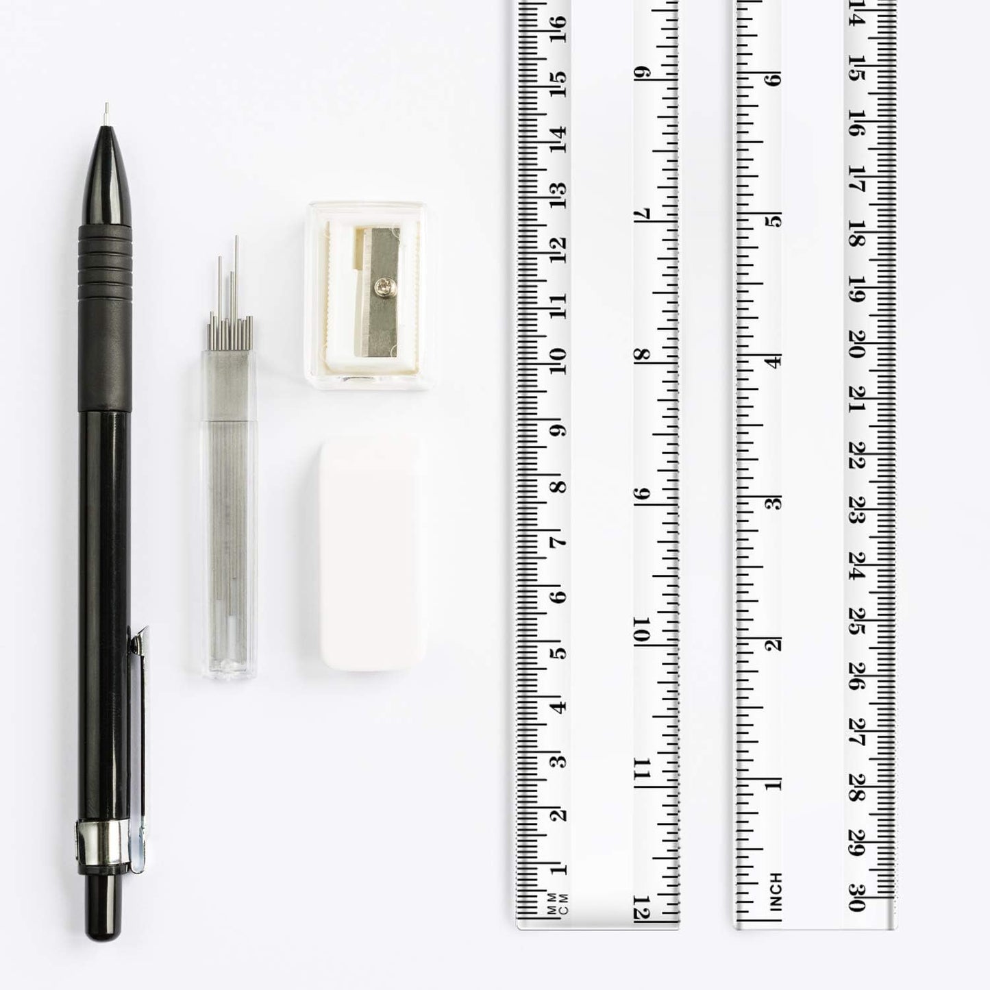 Chuangdi 20 Pieces 12 Inch Rulers Bulk Plastic Colorful Rulers for Kids Student Classroom School Office(Classic,Clear Color)