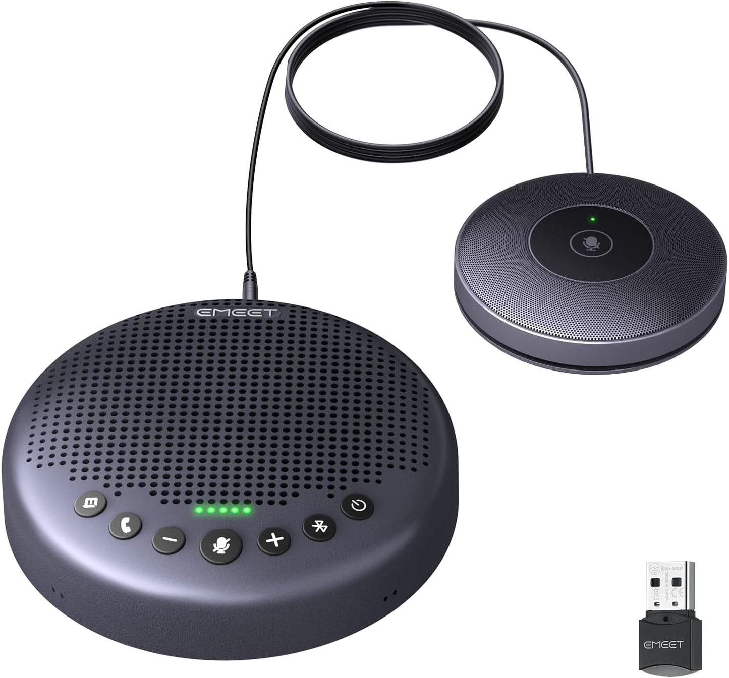 EMEET Conference Speaker and Microphone w/8+1 Mics, 360° Voice Pickup, Noise Reduce, Bluetooth/USB/Dongle Speakerphone for 14 People w/Daisy Chain for 25, Compatible w/Leading Platforms, 2024 Version