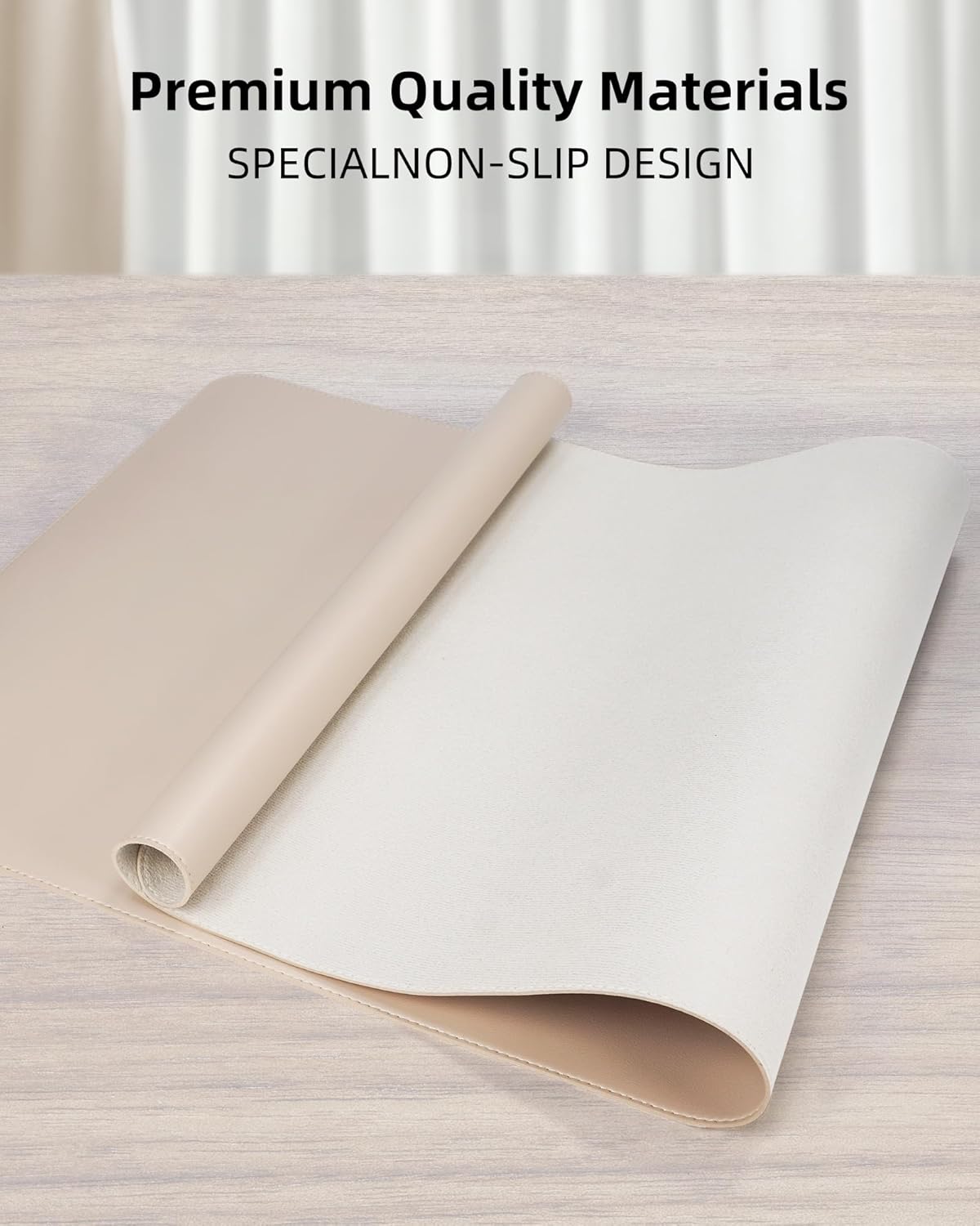 Extra Large Desk Mat - 55"x 17" Non-Slip Desk Pad for Office and Home - Ideal for Large Mouse Pad and Desk Mats on Top of Desks(Beige)