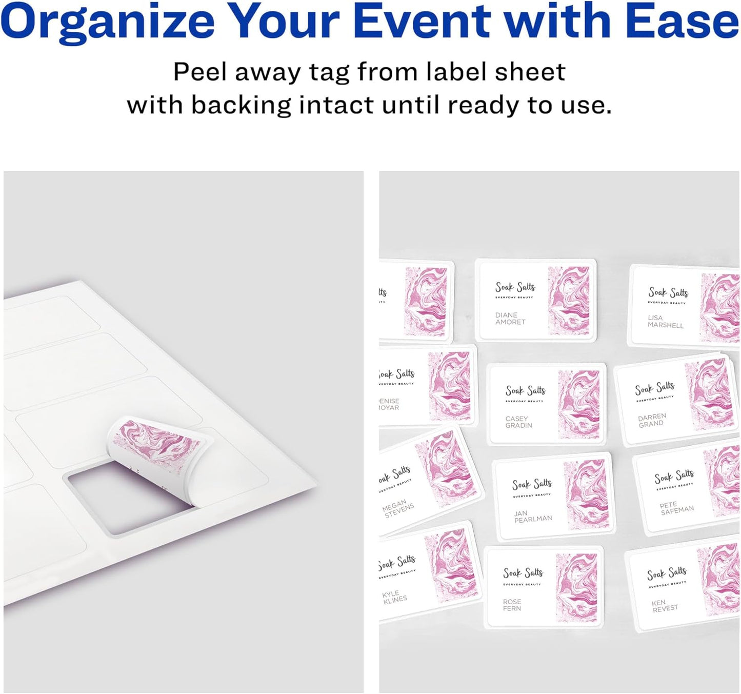 Avery Flexible Printable Name Tags, 2-1/3" x 3-3/8", Matte White, 160 Removable Name Badges (8395)