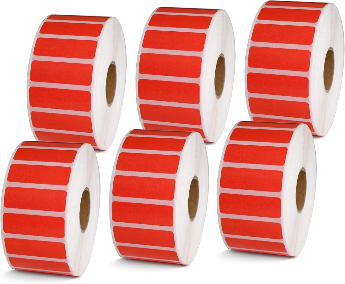 BETCKEY - 1.5" x 0.5" File Folder & Address Labels Compatible with Zebra & Rollo Label Printer,Premium Adhesive & Perforated[Red, 6 Rolls, 14100 Labels]