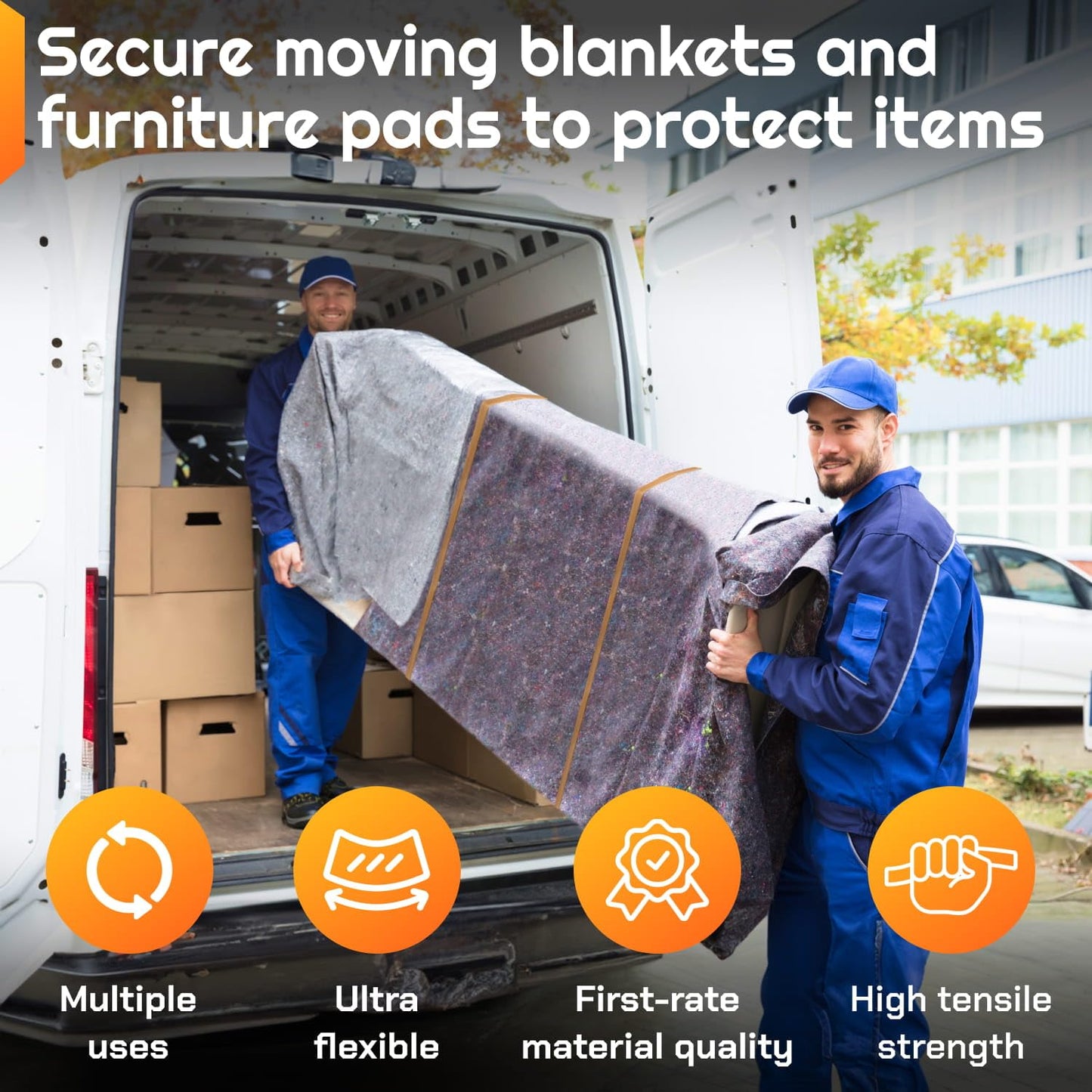 IDL Packaging 56" Strong, Elastic & Flexible Rubber Bands, Pack of 4, Beige - 2X Elasticity, 80% Natural Rubber - Extra Strong Mover Bands for Furniture, Boxes, Moving Blankets