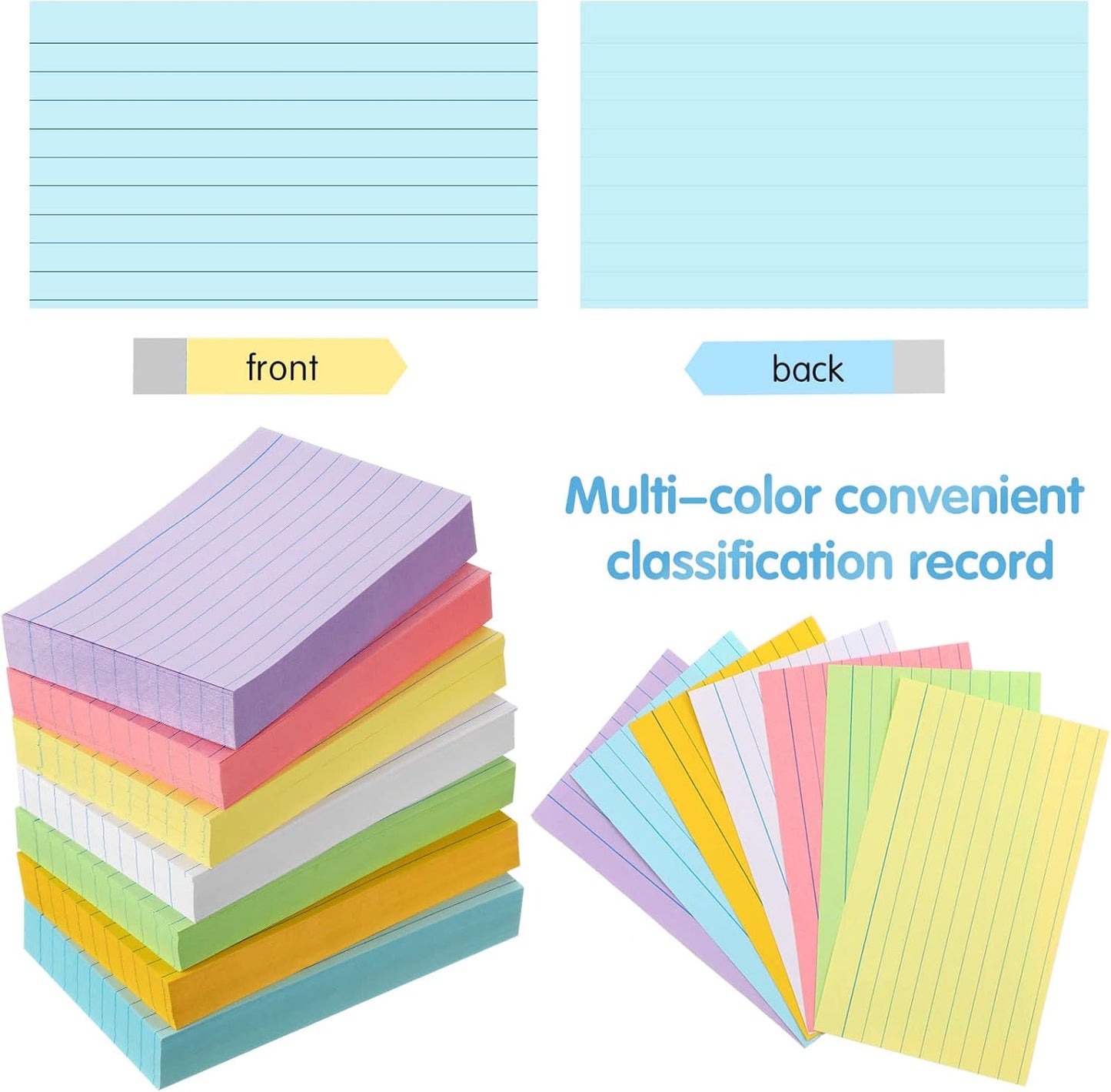 Fainne 2100 Pcs Colored Index Cards Bulk Neon Ruled Note Cards with Lines for Studying Rainbow Pad Index Notecards for Studying School Supply College Office(3 x 5 Inch,Light Color)