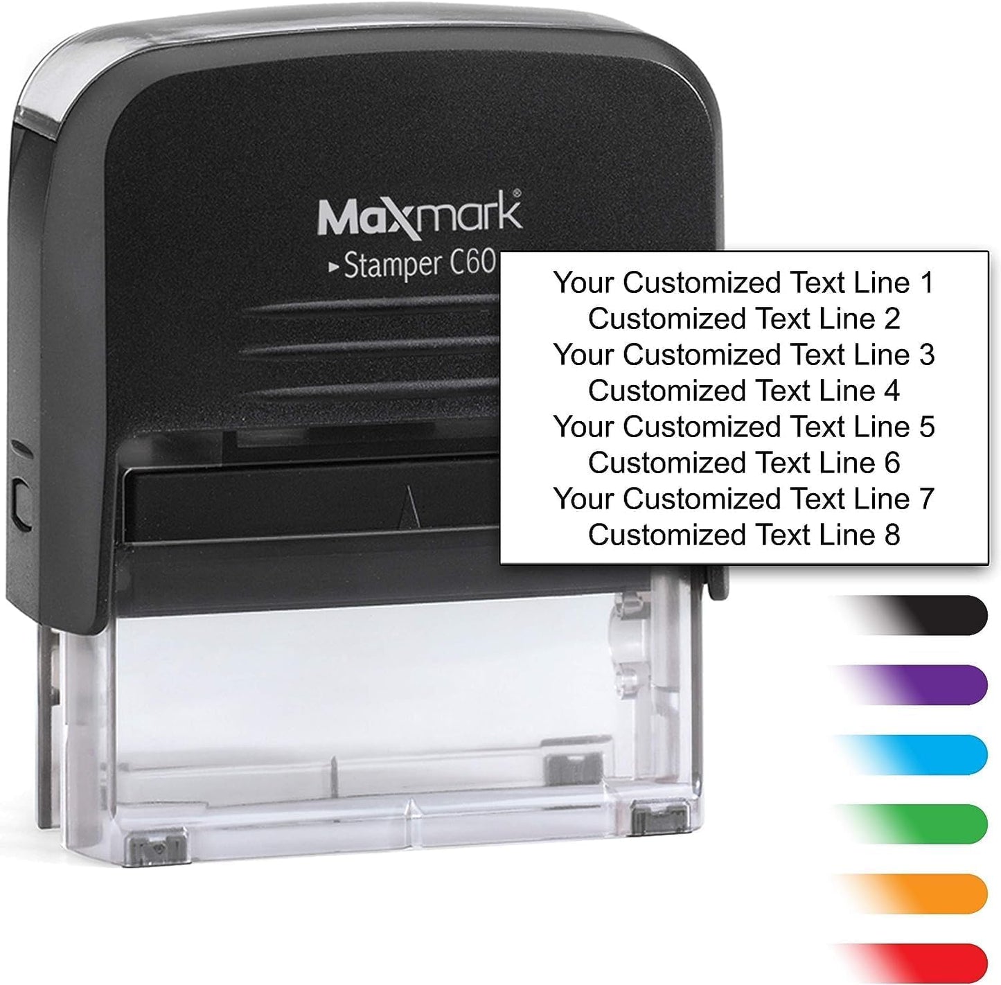 Custom Self Inking Rubber Stamp - Up to 8 Lines of Text - Choose from 15 Ink Colors - XX-Large Size