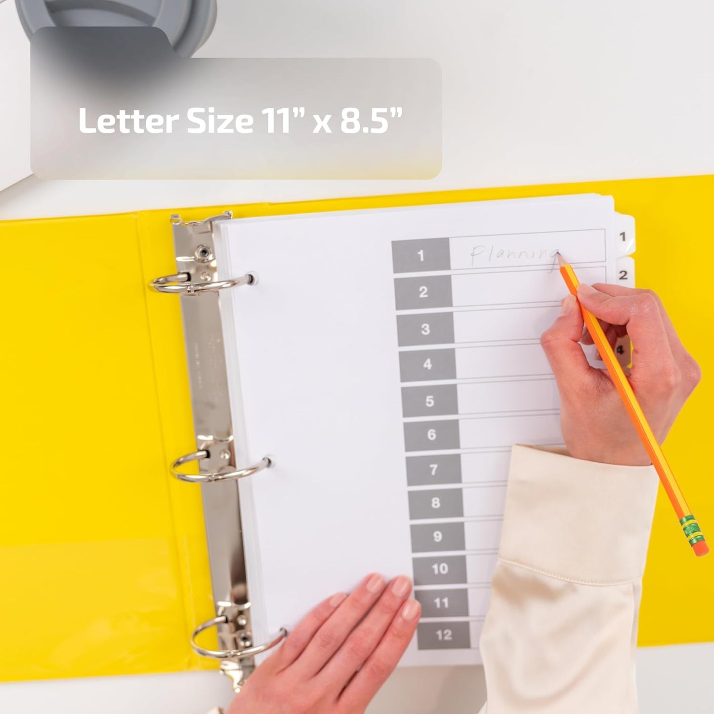 Davis Group 1-12 Index Tab Dividers for 3 Ring Binders, Customizable Table of Contents, 6 Sets