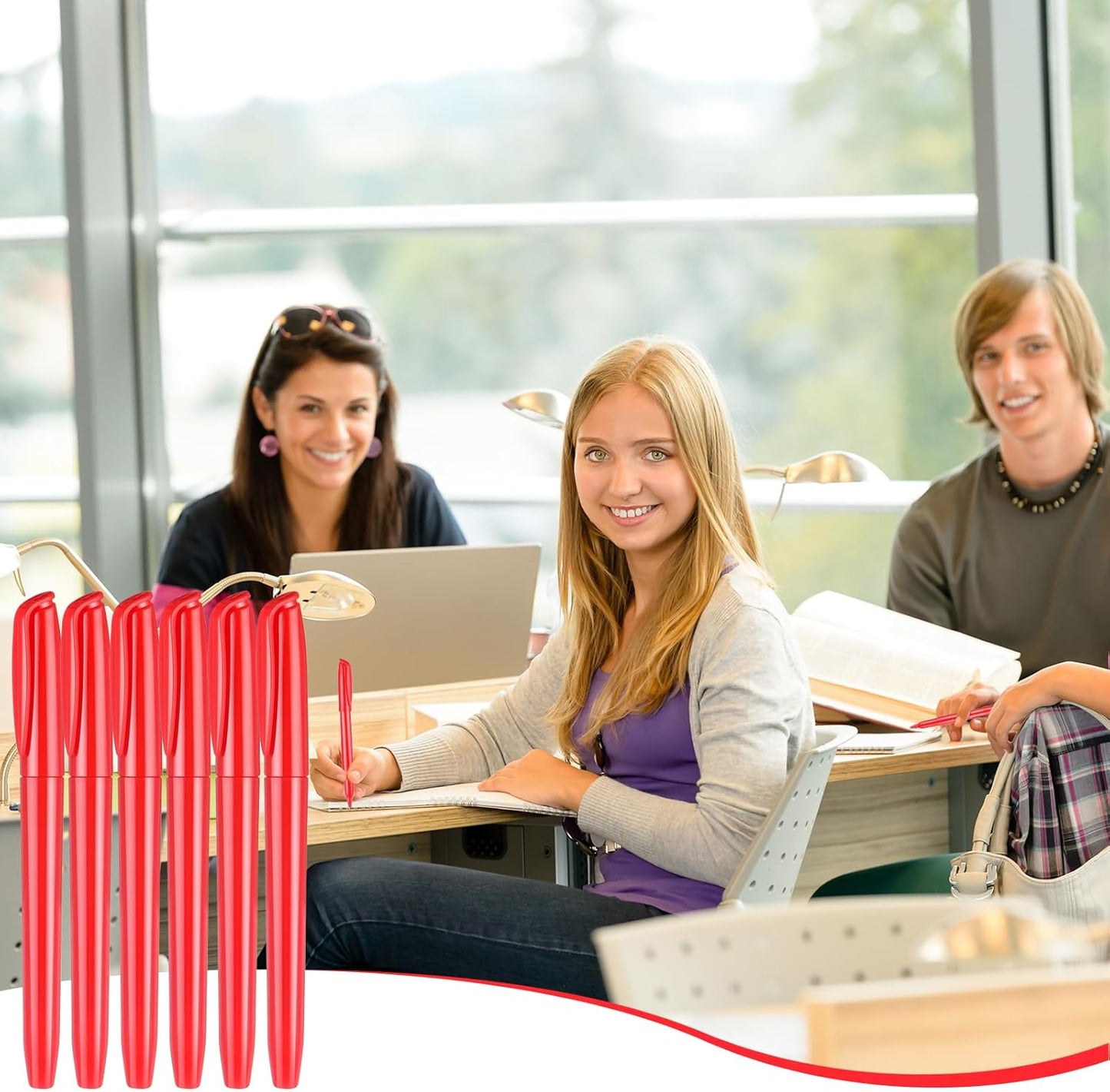 Cholemy 50 Pcs Chisel Tip Highlighter Pens Bulk Pocket Style Highlighter Markers for Adults Kids Organizing Coloring Underlining Home School Office(Red)