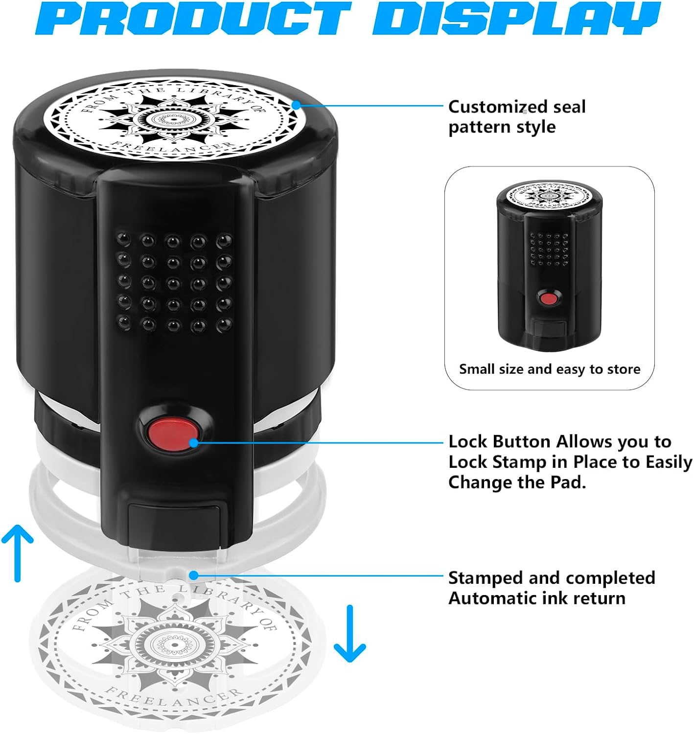 Custom Ink Stamp | Personalized Self Inking Stamp Gifts for Book Lovers, Readers, Teachers | 5 Ink Colors (Star-03)