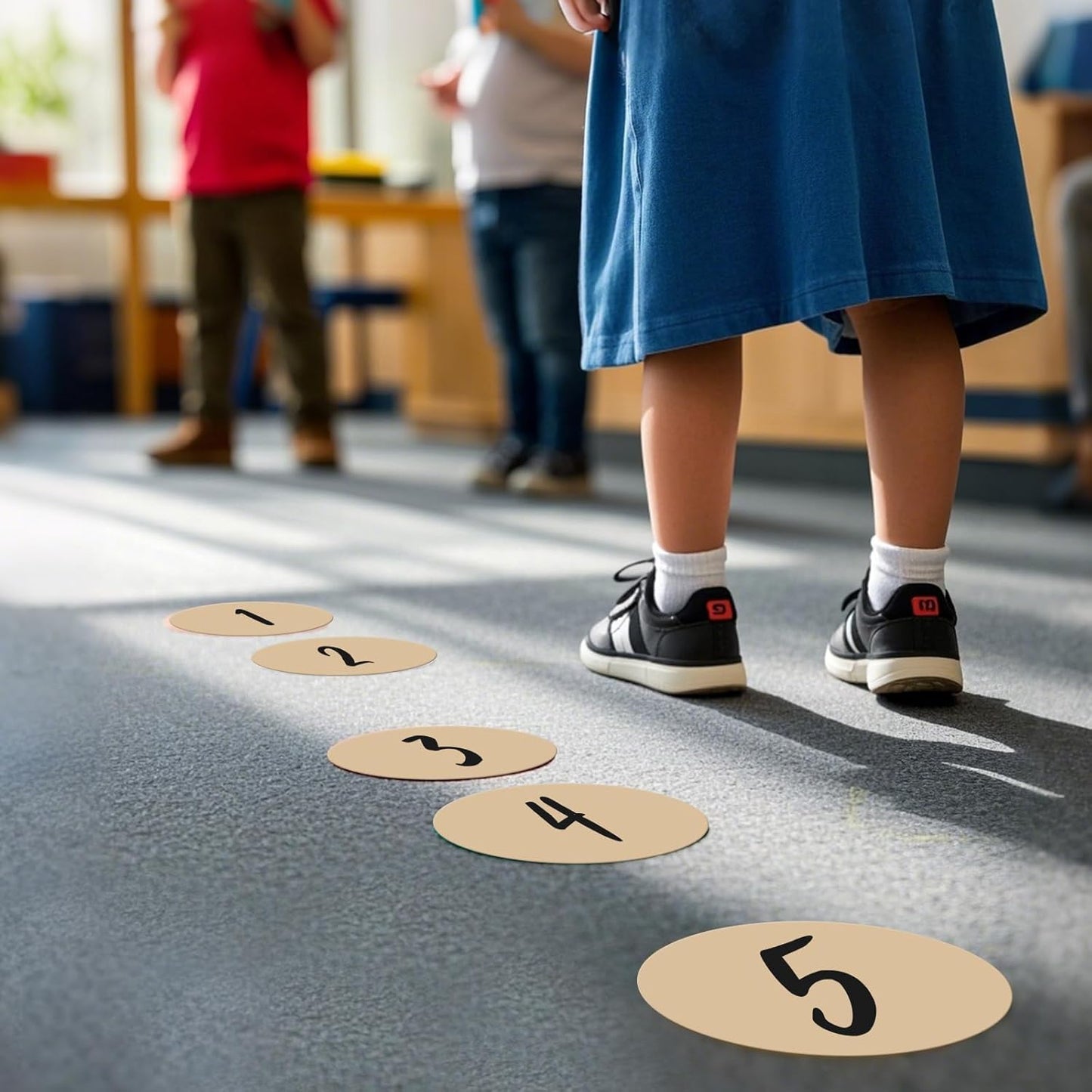 300 PCS Circle Stickers 4 Inch Kraft Vinyl Floor Dots Sticker Removable Self-Adhesive Colored Large Round Label Roll for Marking Inventory Organizing Classroom Line Up Spots