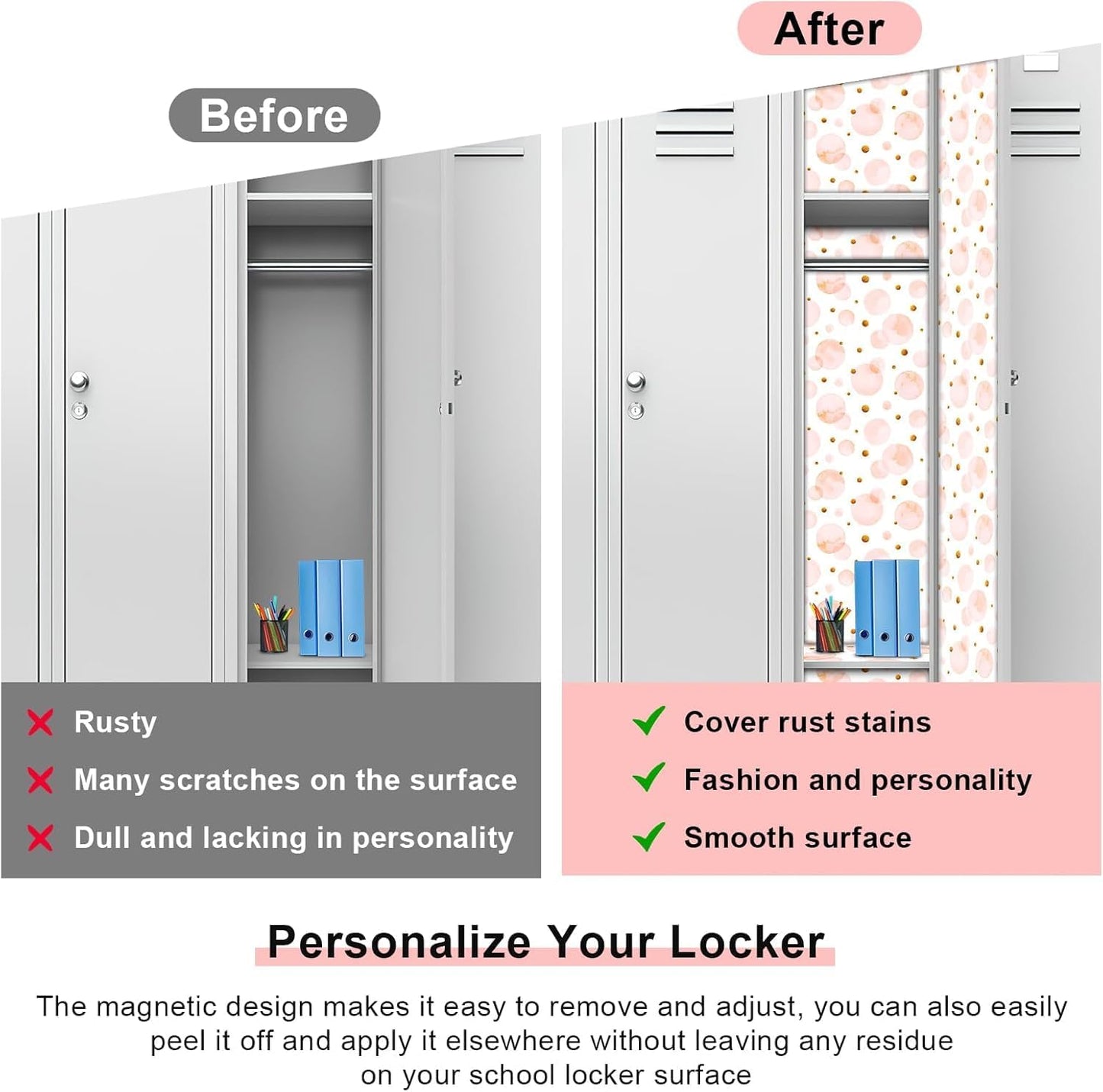 20 Pcs School Locker Accessories Locker Organizer Shelf Magnetic Wallpaper Mirror Pen Holder Rug Whiteboard Dry Erase Marker Pink Flower Magnets Hooks for Girl Office School Supplies Back to School