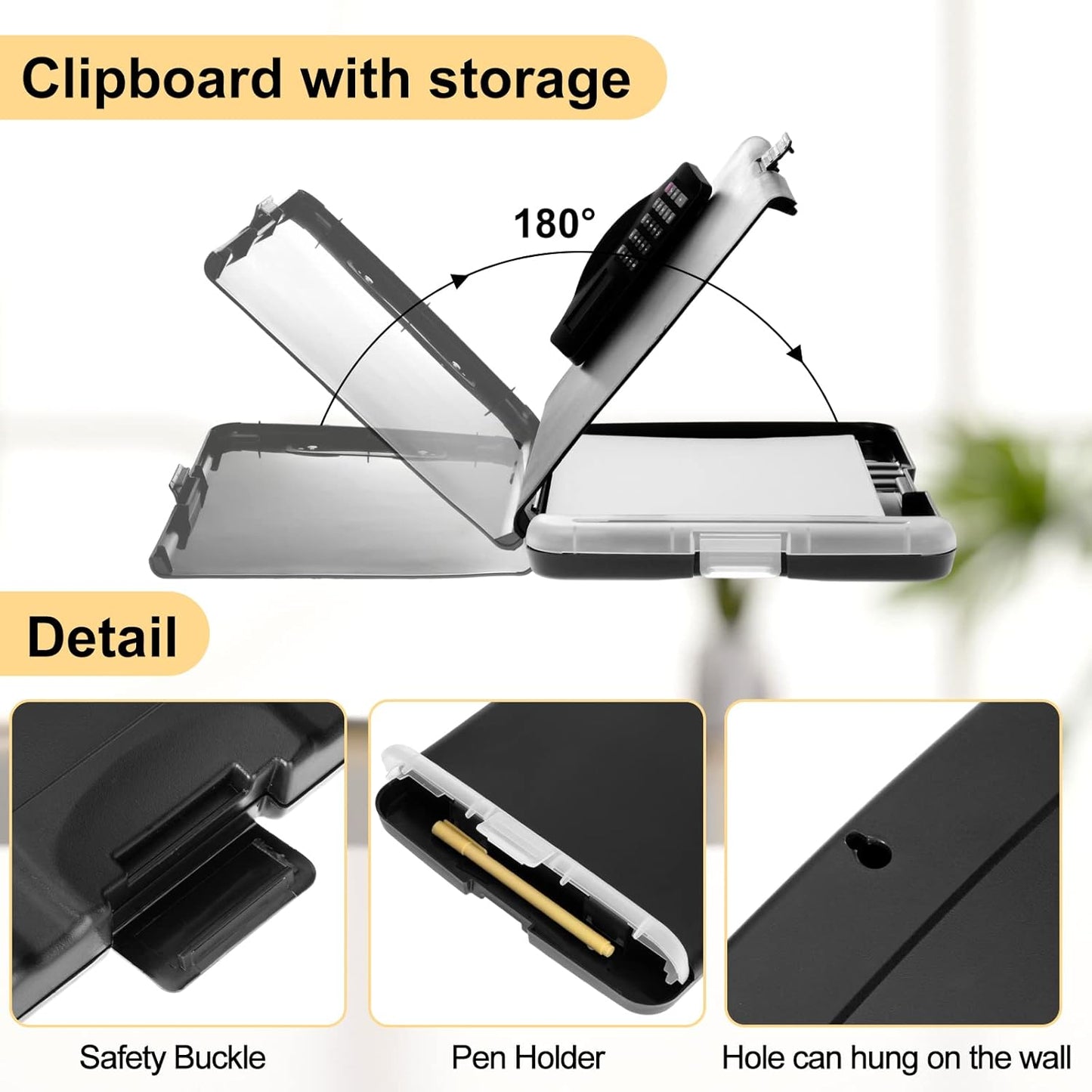 Geyoga 2 Packs Calculator Clipboard with Storage 14 x 10 x 2.6 Inches File Folder Plastic Storage Clipboard Letter Size File Folder with Low Profile Clip for School Classroom Office