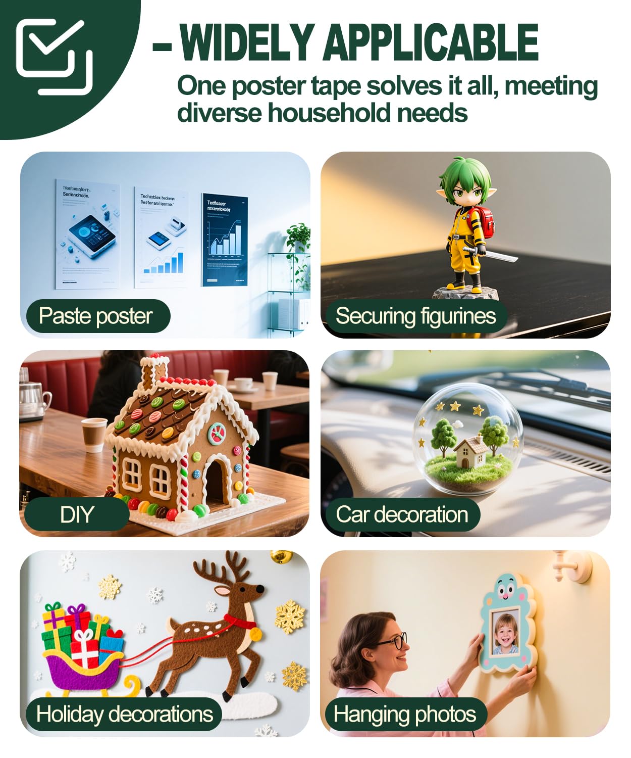 Extra Large 1.18" Museum Sticky Putty Heavy Duty Removable No Residue, Upgraded Easy-Peel Film, Wall Putty for Hanging Things, Crafts, Balloons, Posters & DIY, 84 Pcs