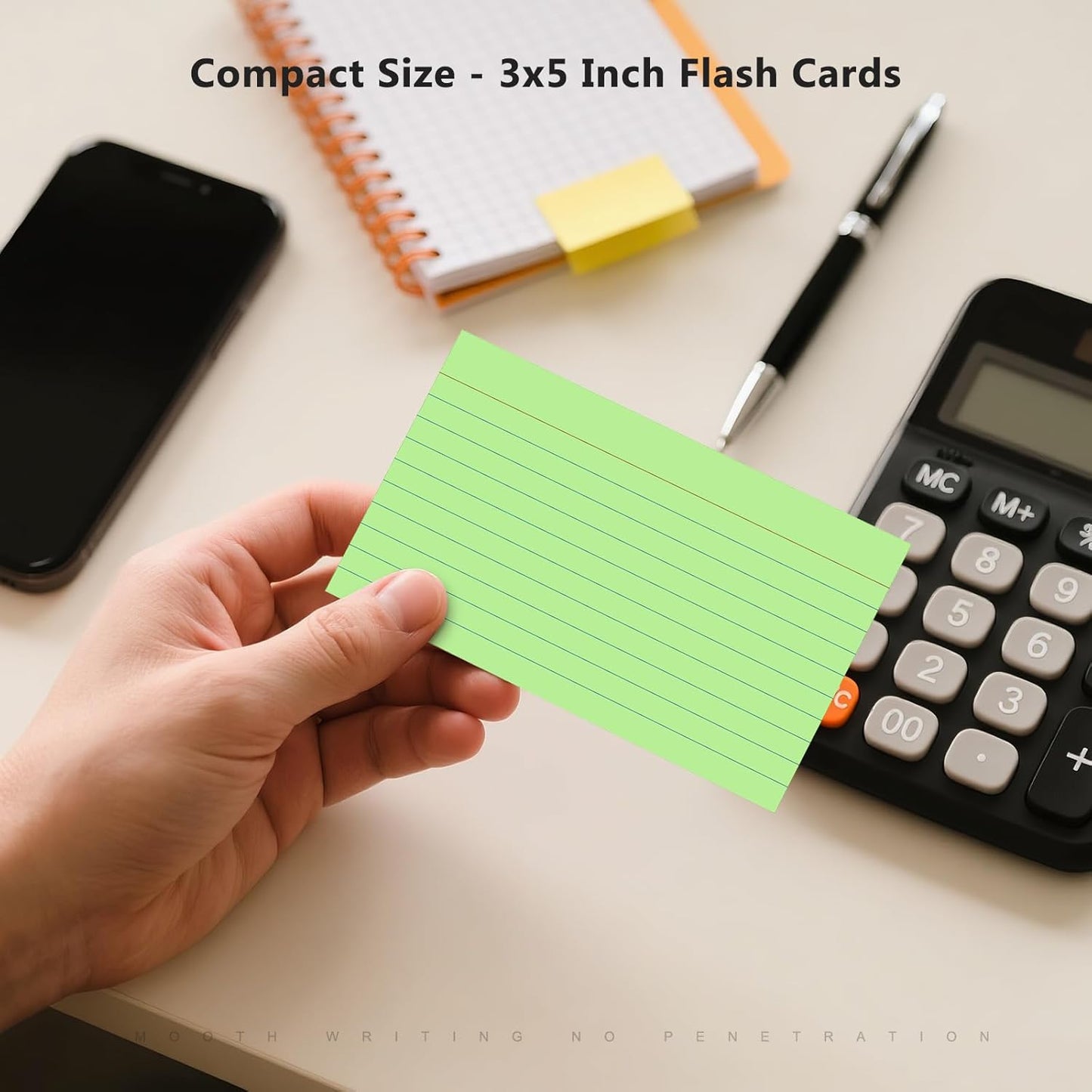 600 Count Index Cards 3 x 5 Inch Green Lined Flash Cards Ideal for Studying and To-do-List, Portable Note Cards Taking for Students and Teachers, Flash Card Styled for Home, Office or School Use