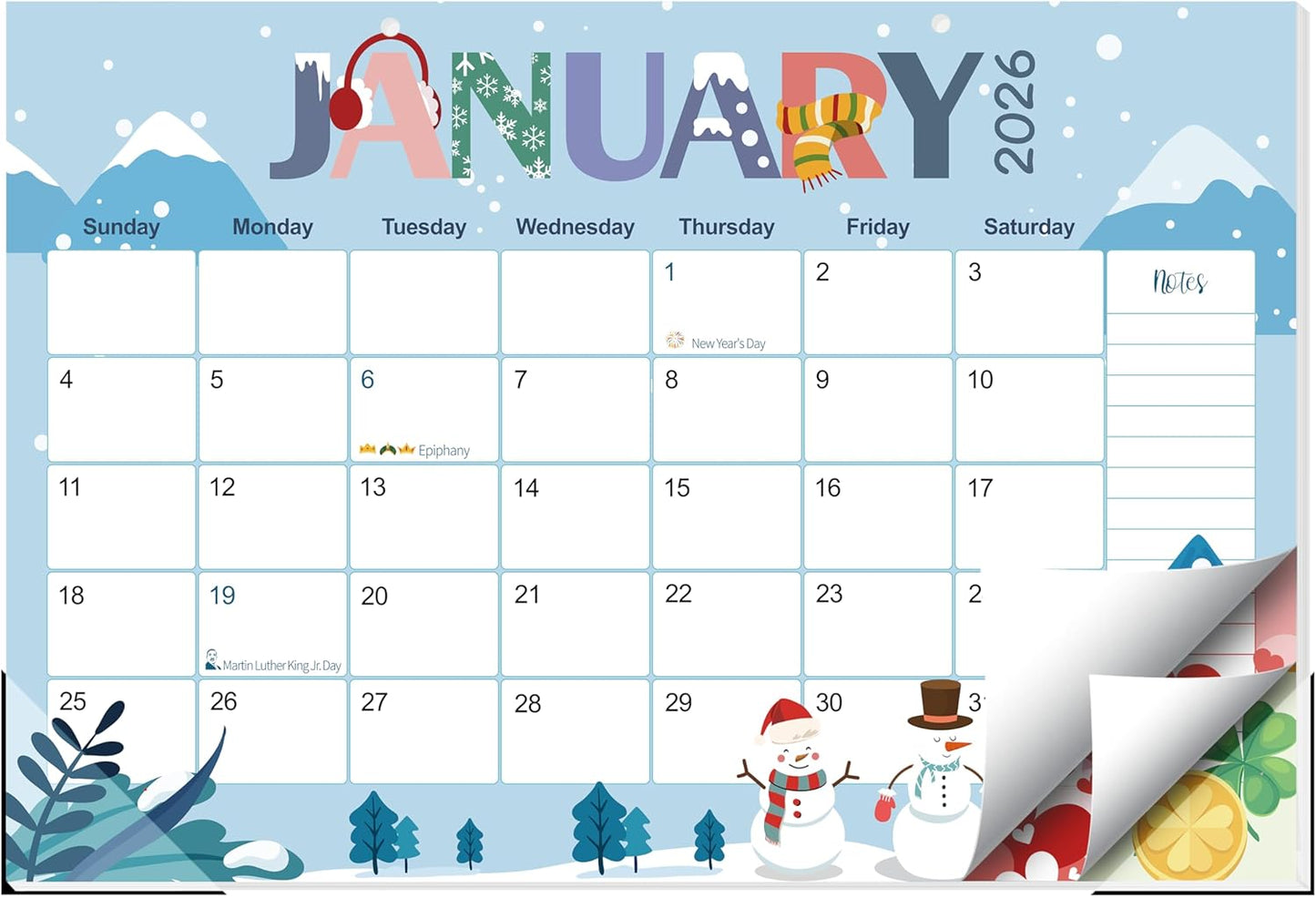 Guasslee Desk Calendar 2026-2027, 18-Month from 2026 Jan. - 2027 Jun, 17"x11.5" Large Monthly Desk Planner with Corner Protectors, Ample Blocks ＆ Notes for Home Office