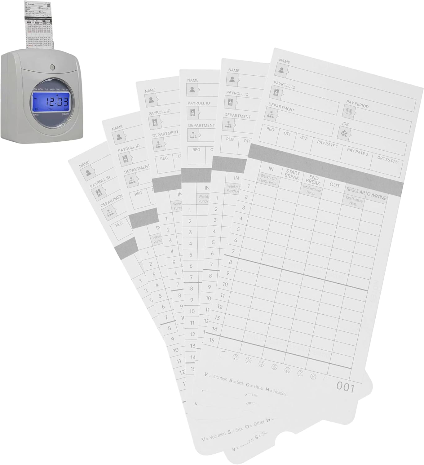 300 HN4000 Time Cards for Employee Time Clocks, Compatible with HN4000, HN2000, HN2500, HN4500, Card Numbers 1-50, Pre-Punched Holes, 6 Boxes of 50 Cards, Separate Packaging