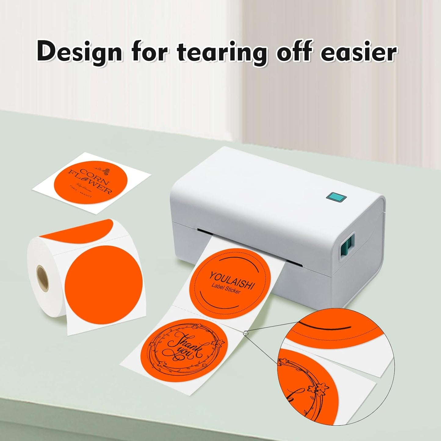 3 x 3Inch Round Color Coding Labels Circle Thermal Labels Printable Waterproof 500Pcs Round Stickers Adhesive Writable For Office,Home,Garage,DIY Sticker,Barcodes,Name Tag,Fluorescent Orange