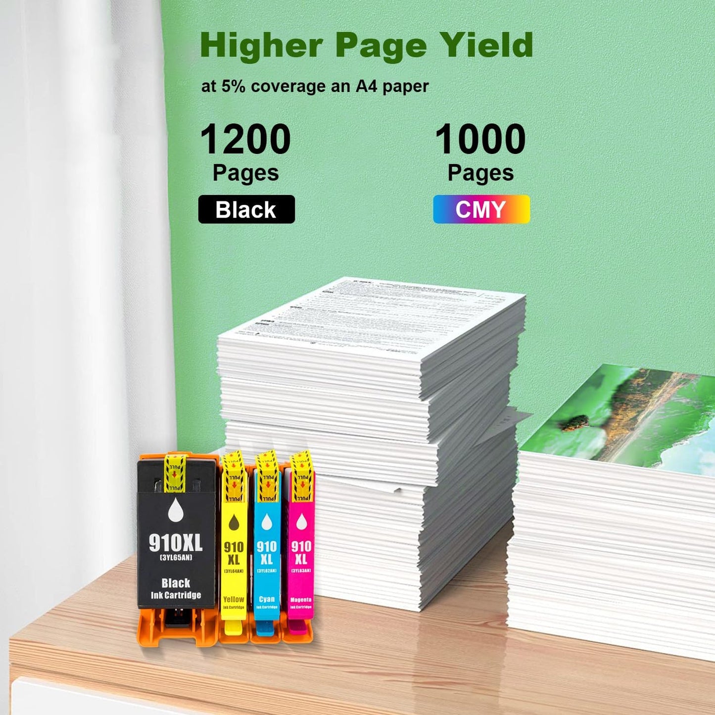 910XL Yellow Ink Cartridges Replacement for HP 910XL 910 XL Ink Cartridges Combo Pack for HP OfficeJet Pro 8010 8015 8018 8020 8022 8025 8028 8035 8030 Printer (910 Yellow 2-Pack)